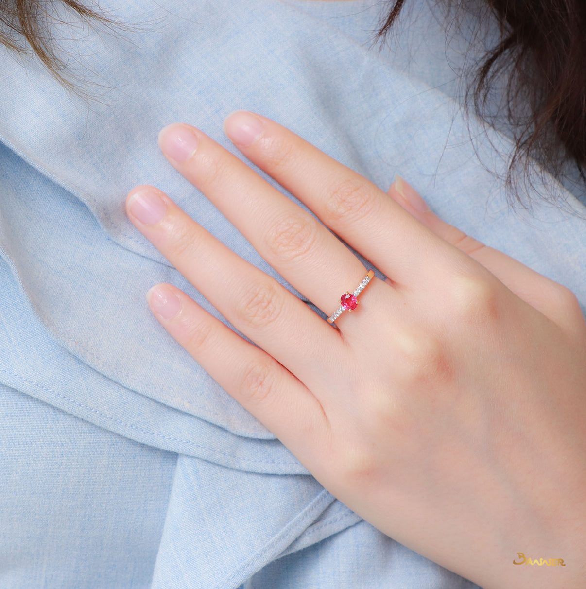 Ruby and Diamond Pave Setting Ring