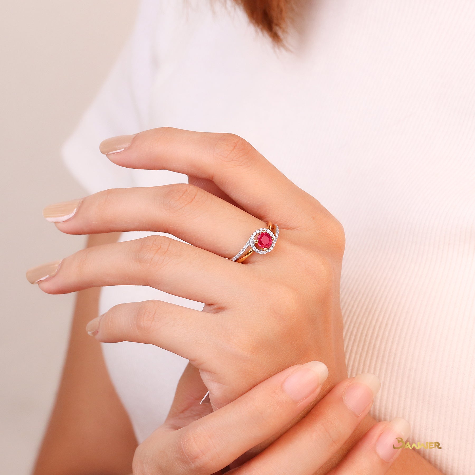 Natural Mogok Ruby and Diamond Ring