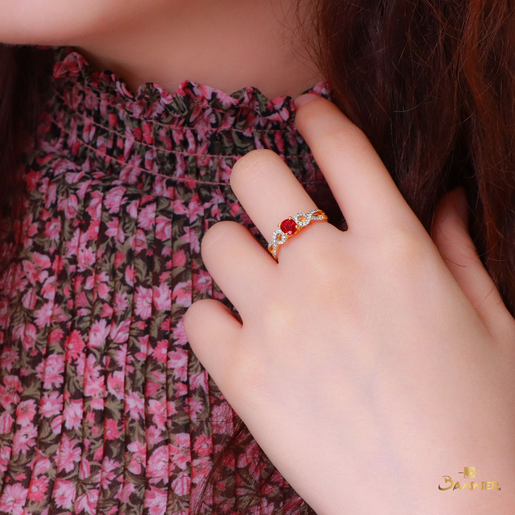 Ruby and Diamond Infinity Ring