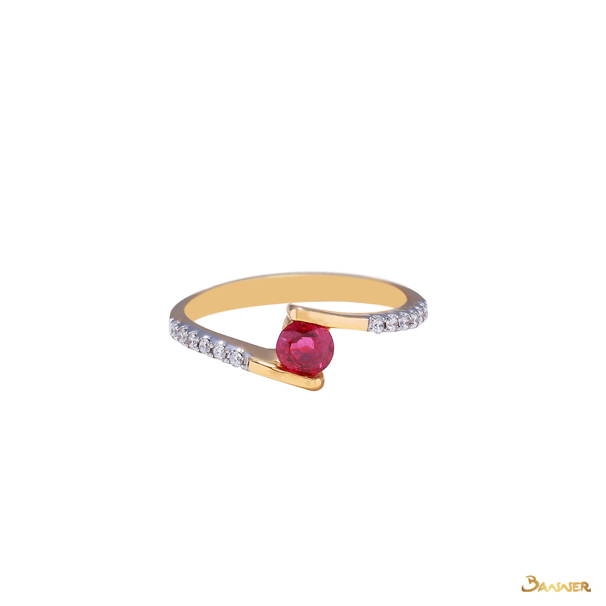 Ruby and Diamond Bypass Ring