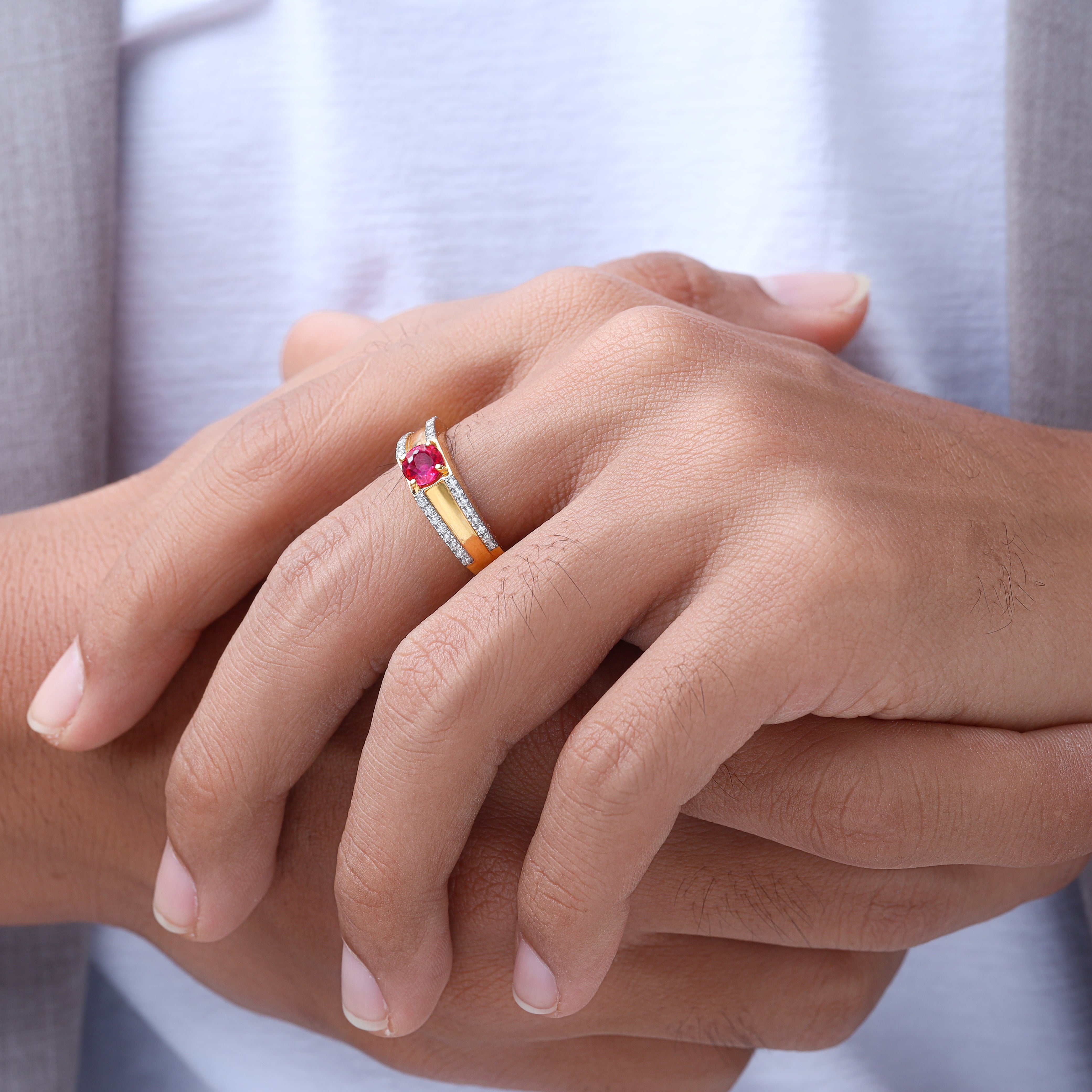 Ruby and Diamond Men's Ring