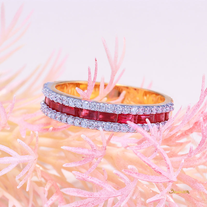 Baguette Ruby and Diamond Ring