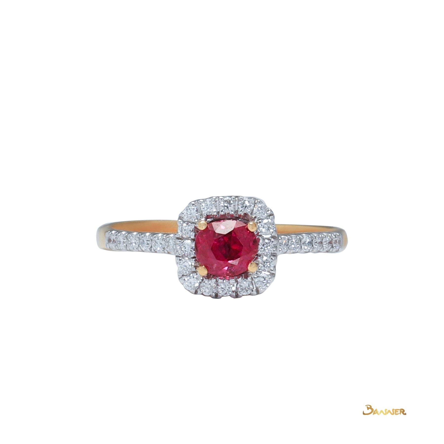 Ruby and Diamond Halo Ring