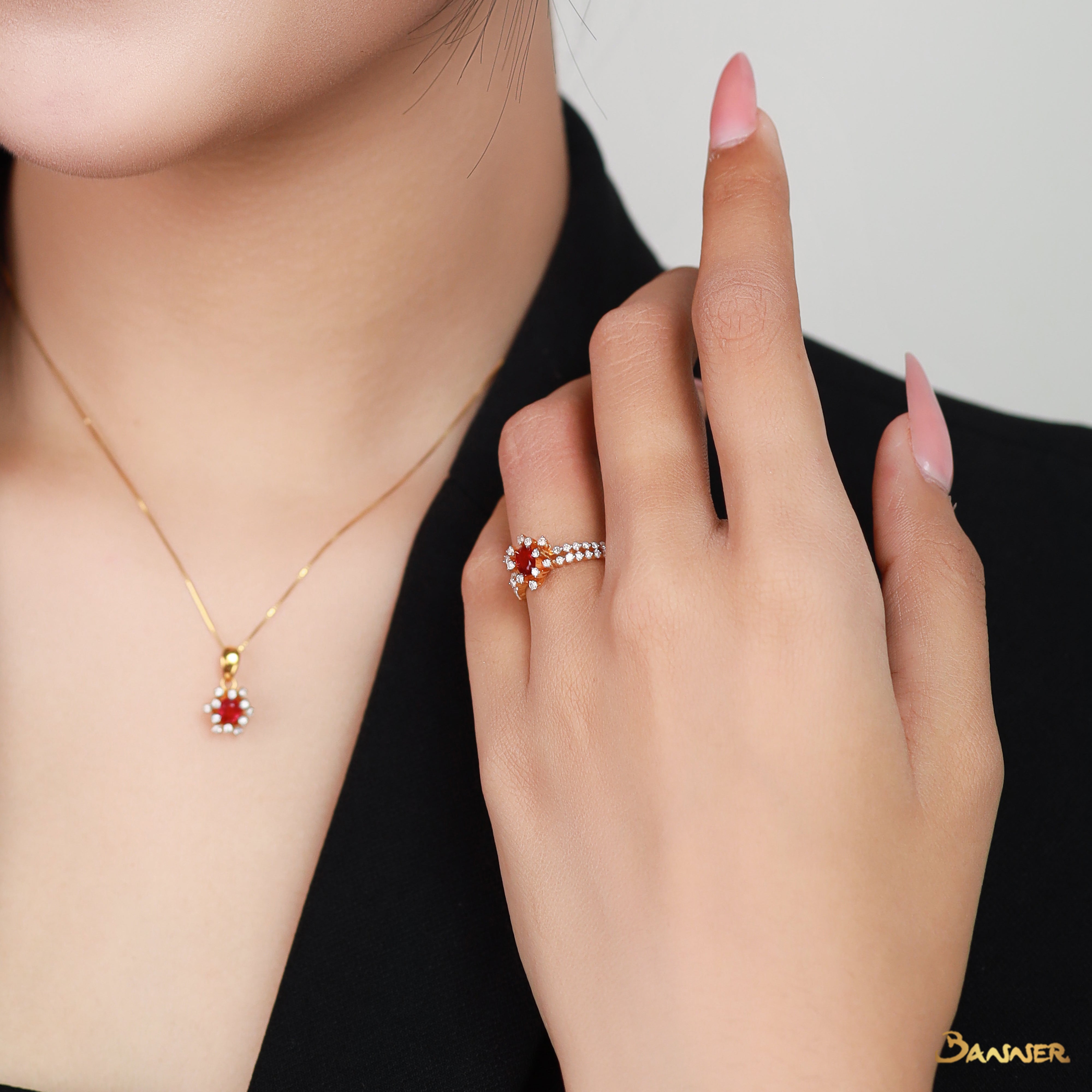 Ruby and Diamond Rose Ring