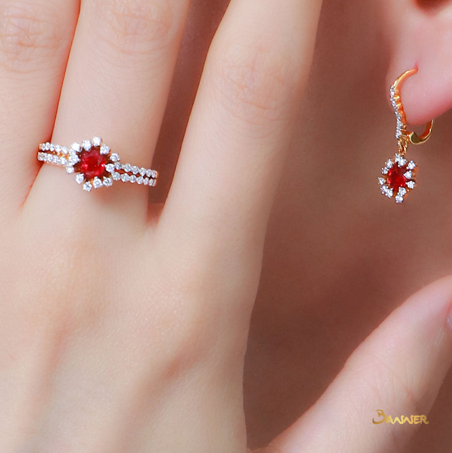 Ruby and Diamond Rose Set