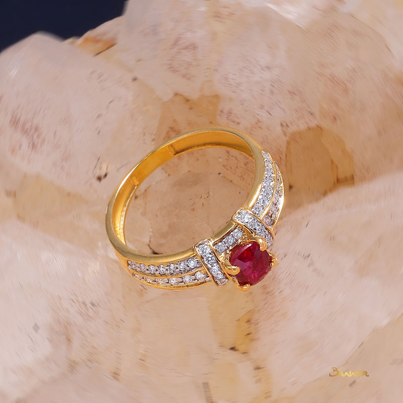 Natural Ruby and Diamond Ring