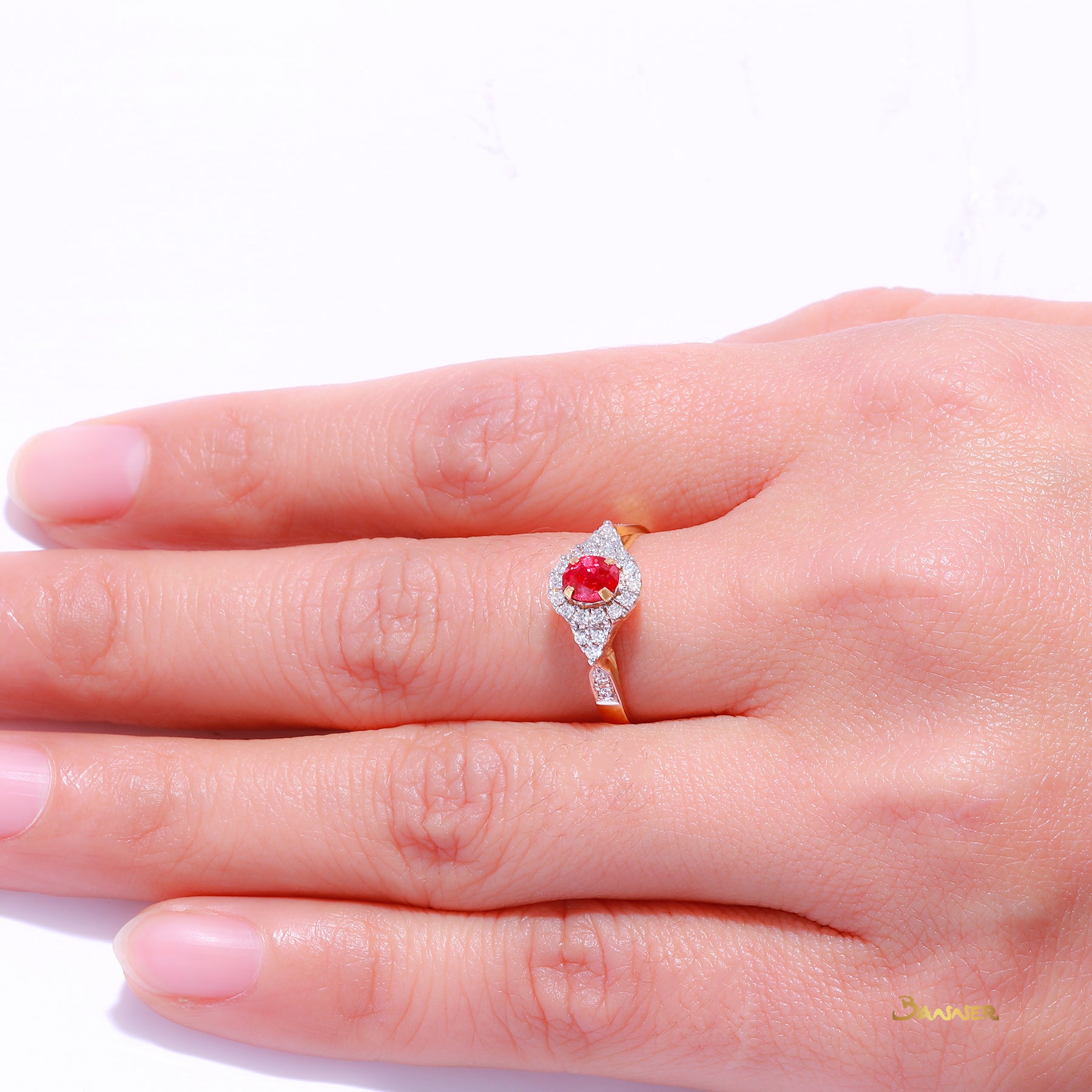 Ruby and Diamond Twist Ring