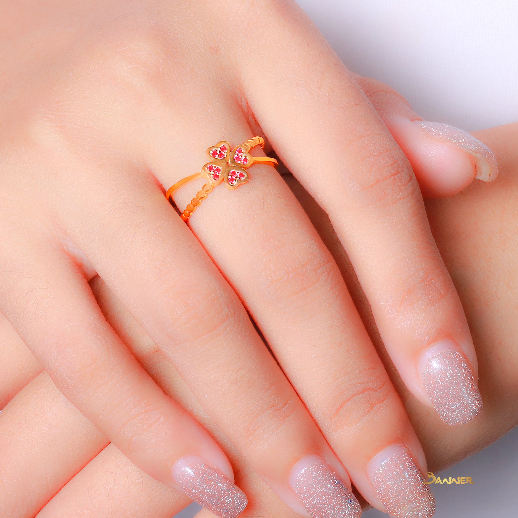 Ruby Clover Ring