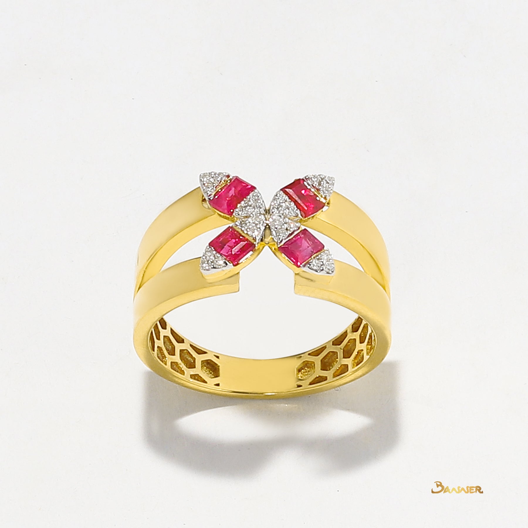 Ruby and Diamond Ribbon Ring