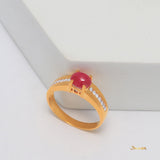 Ruby Cabochon and Diamond Ring