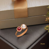 Ruby Cabochon and Moonstone Ring