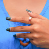 Ruby Cabochon and Moonstone Ring