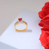 Ruby and Diamond 2-Rows Ring