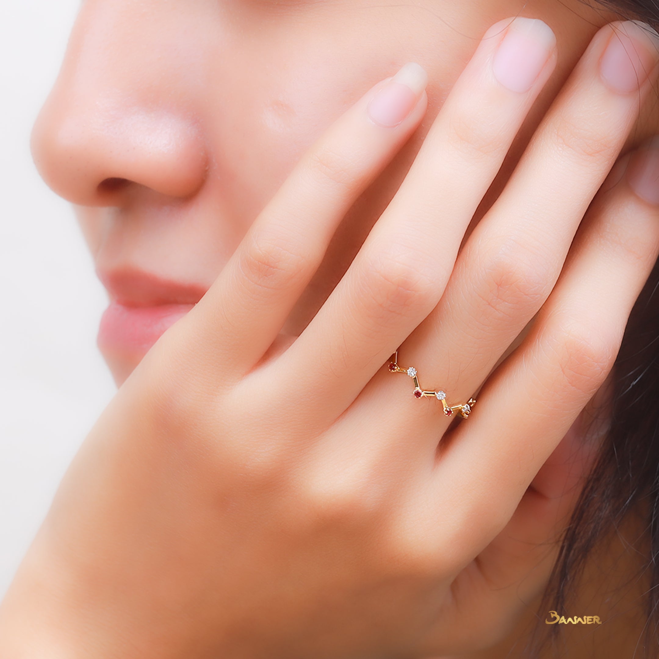 Ruby and Diamond Zig Zap Ring