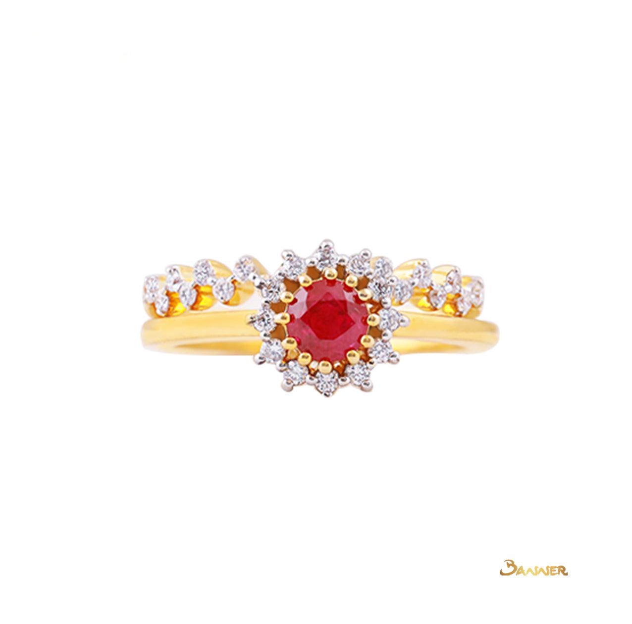 Ruby and Diamond 3-ways Ring