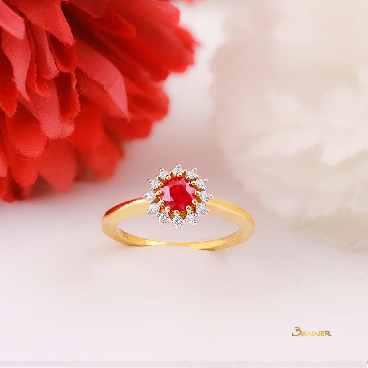 Ruby and Diamond 3-ways Ring