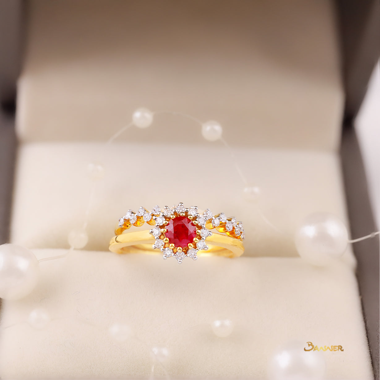 Ruby and Diamond 3-ways Ring