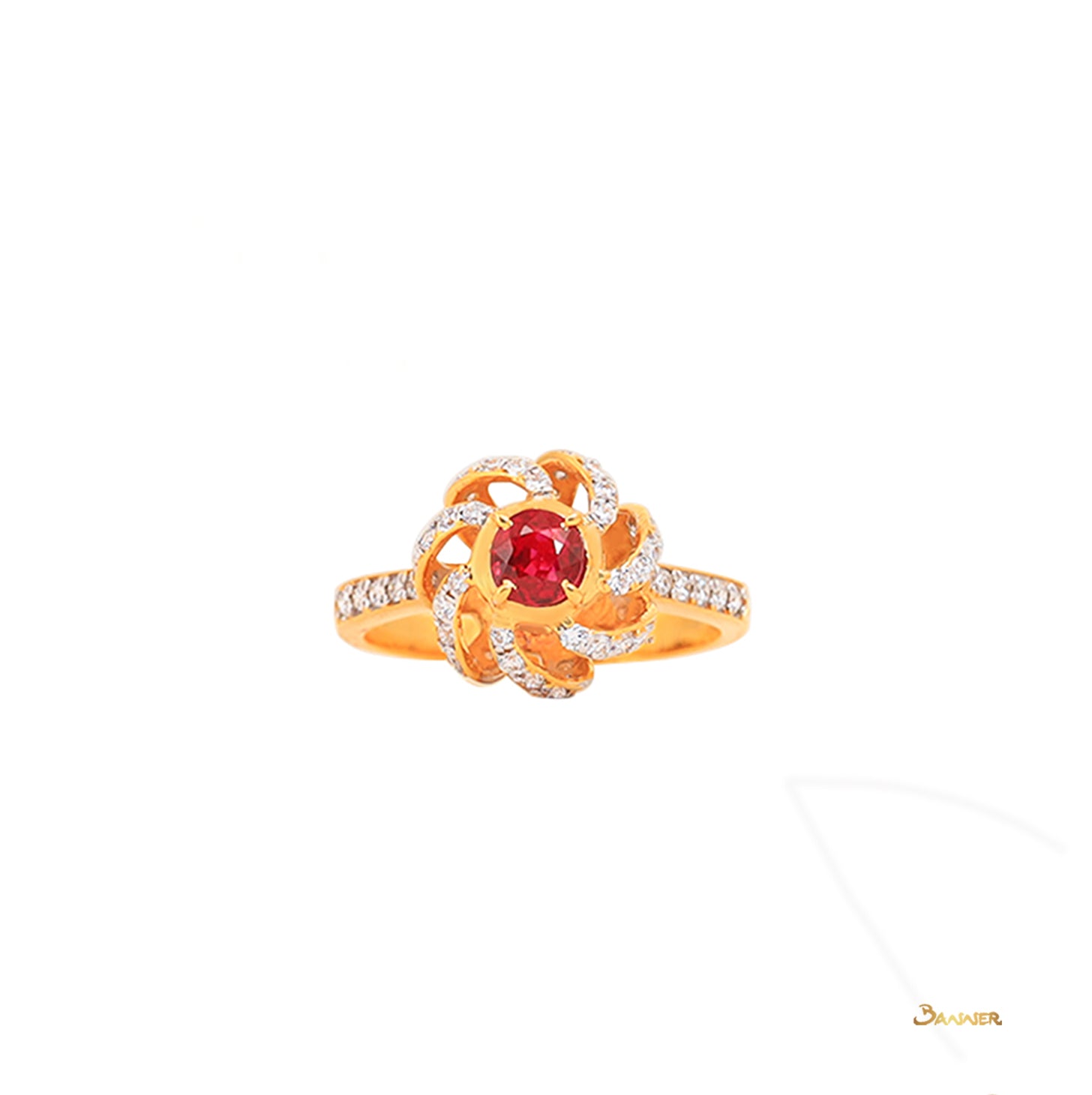 Ruby and Diamond Pumpkin Ring