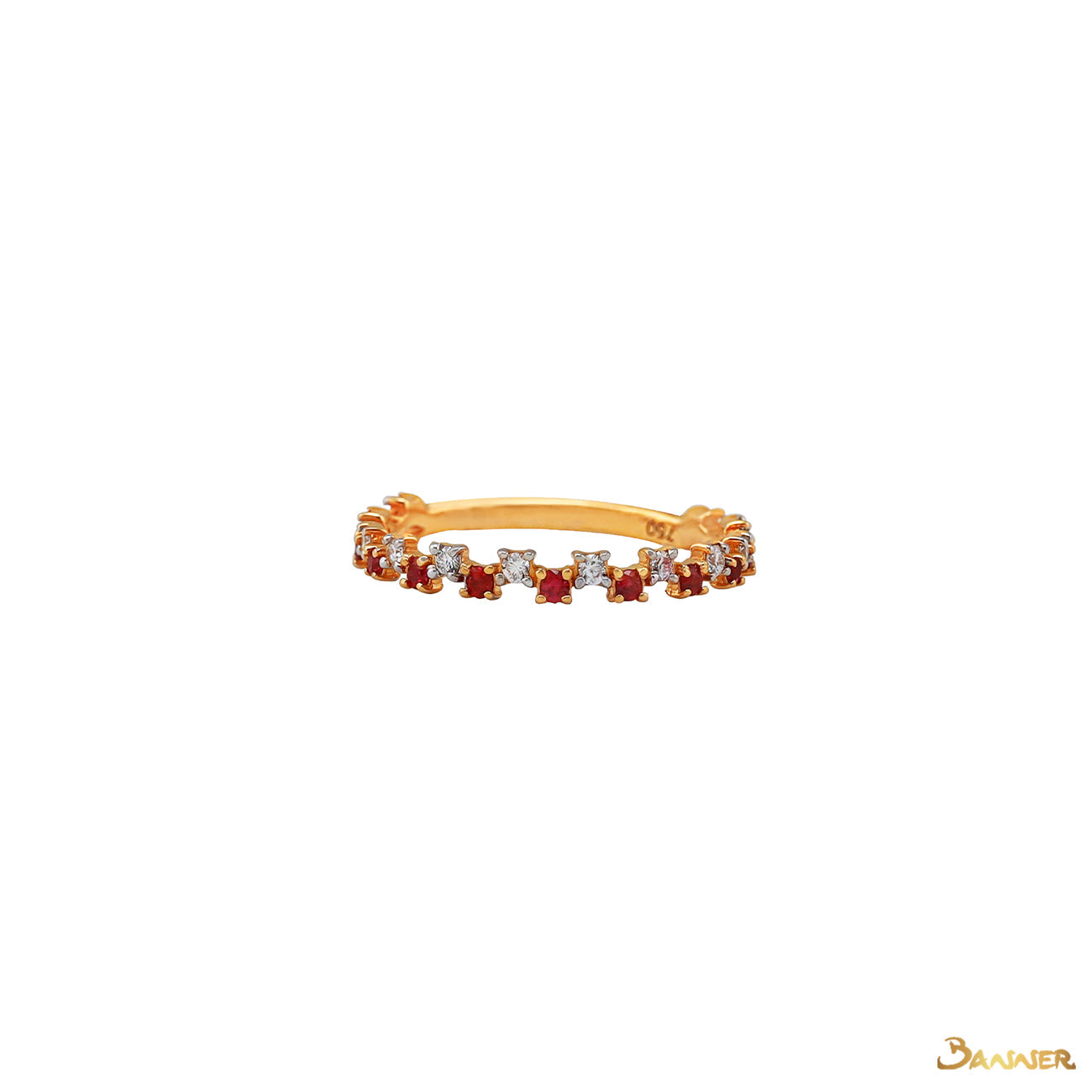Ruby and Diamond Zig Zag Ring