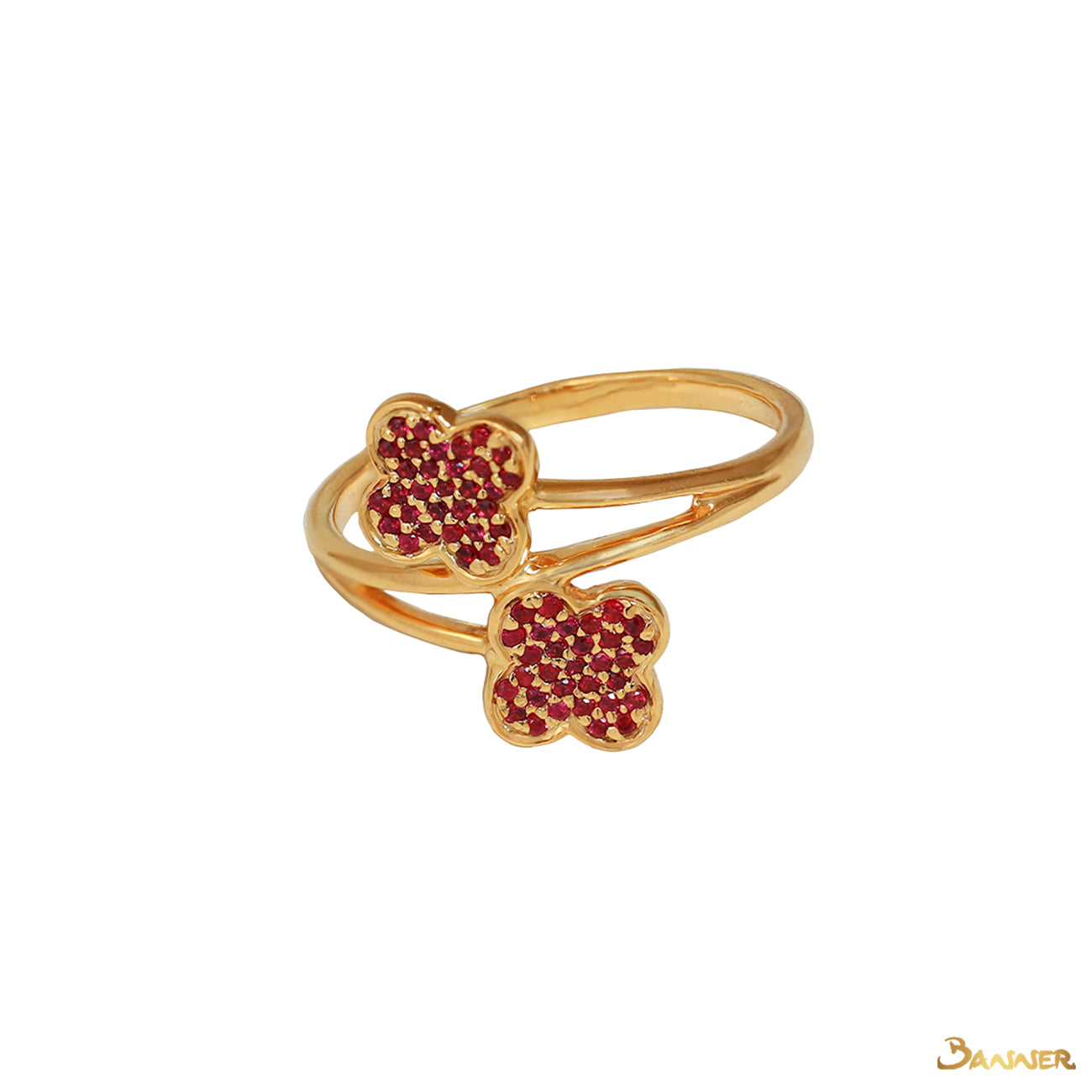 Ruby 2 Clover Ring