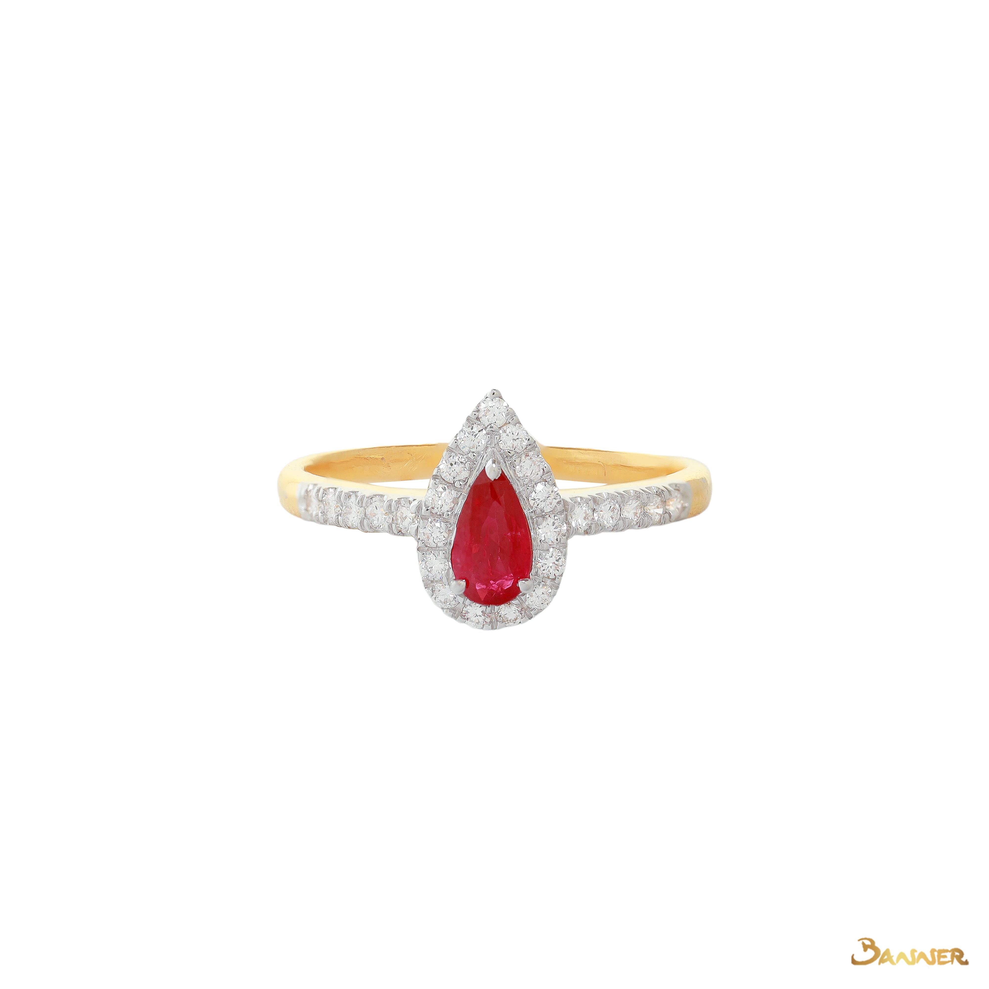 Ruby and Diamond Droplet Ring