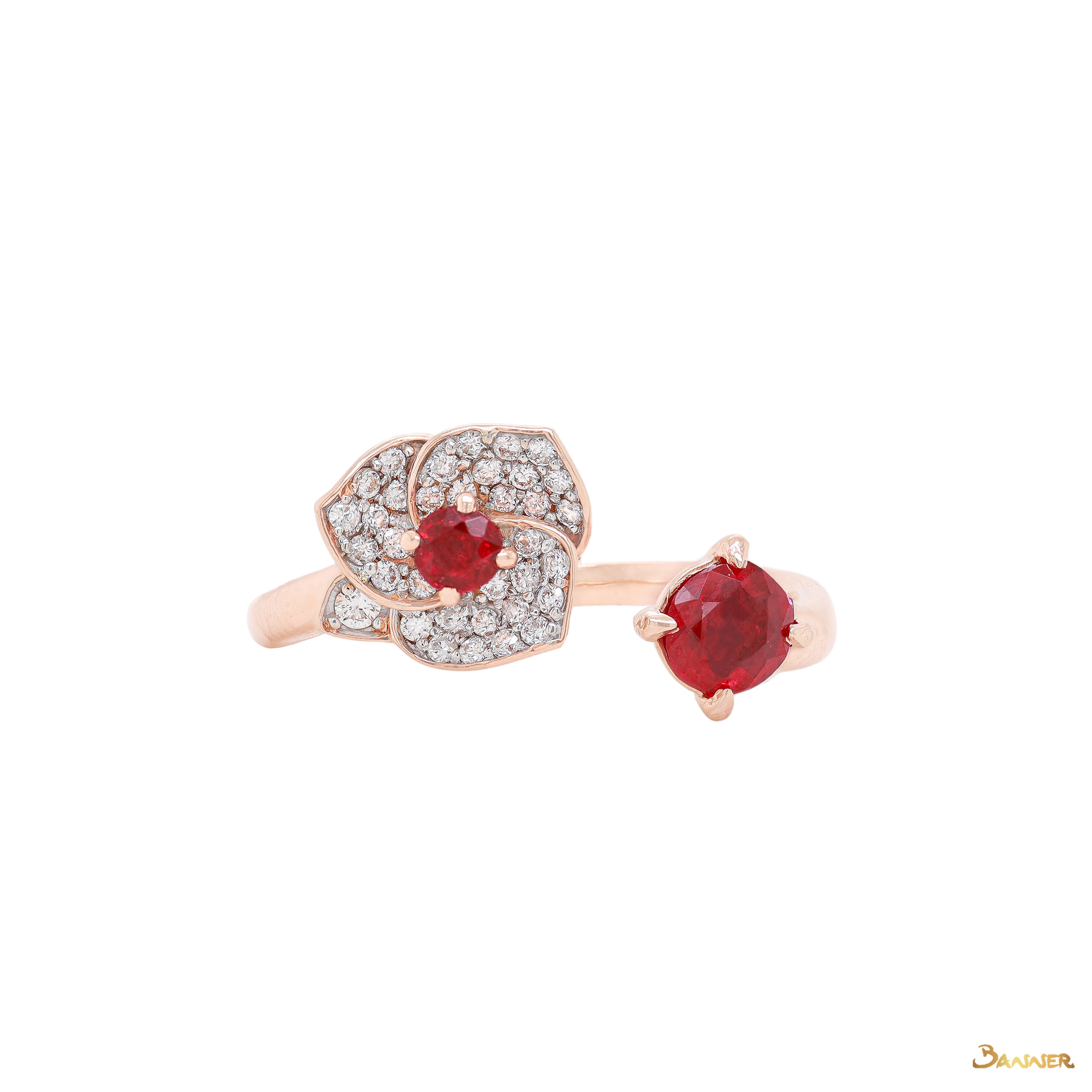 Ruby and Diamond Camellia Ring