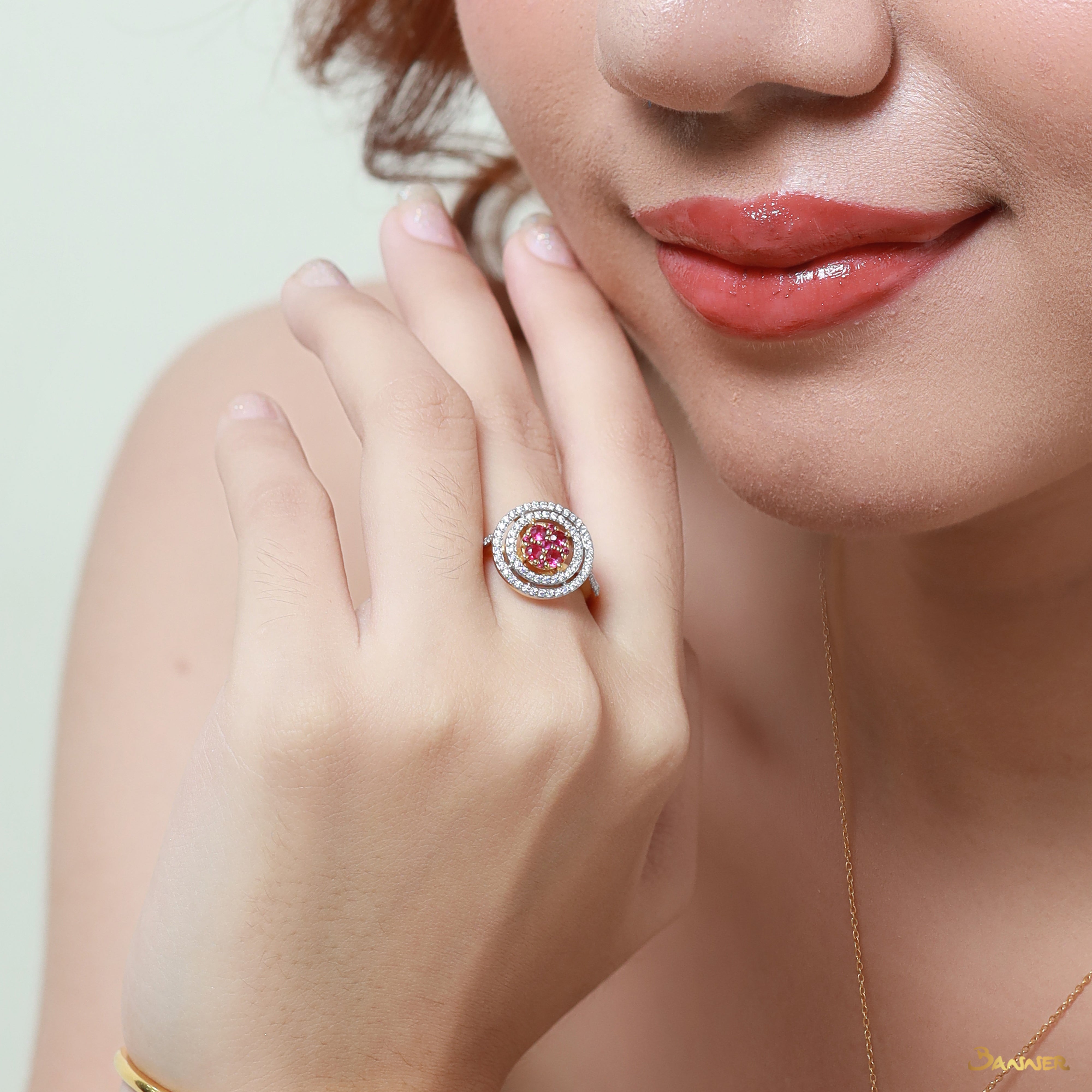 Ruby and Diamond Bloom Ring