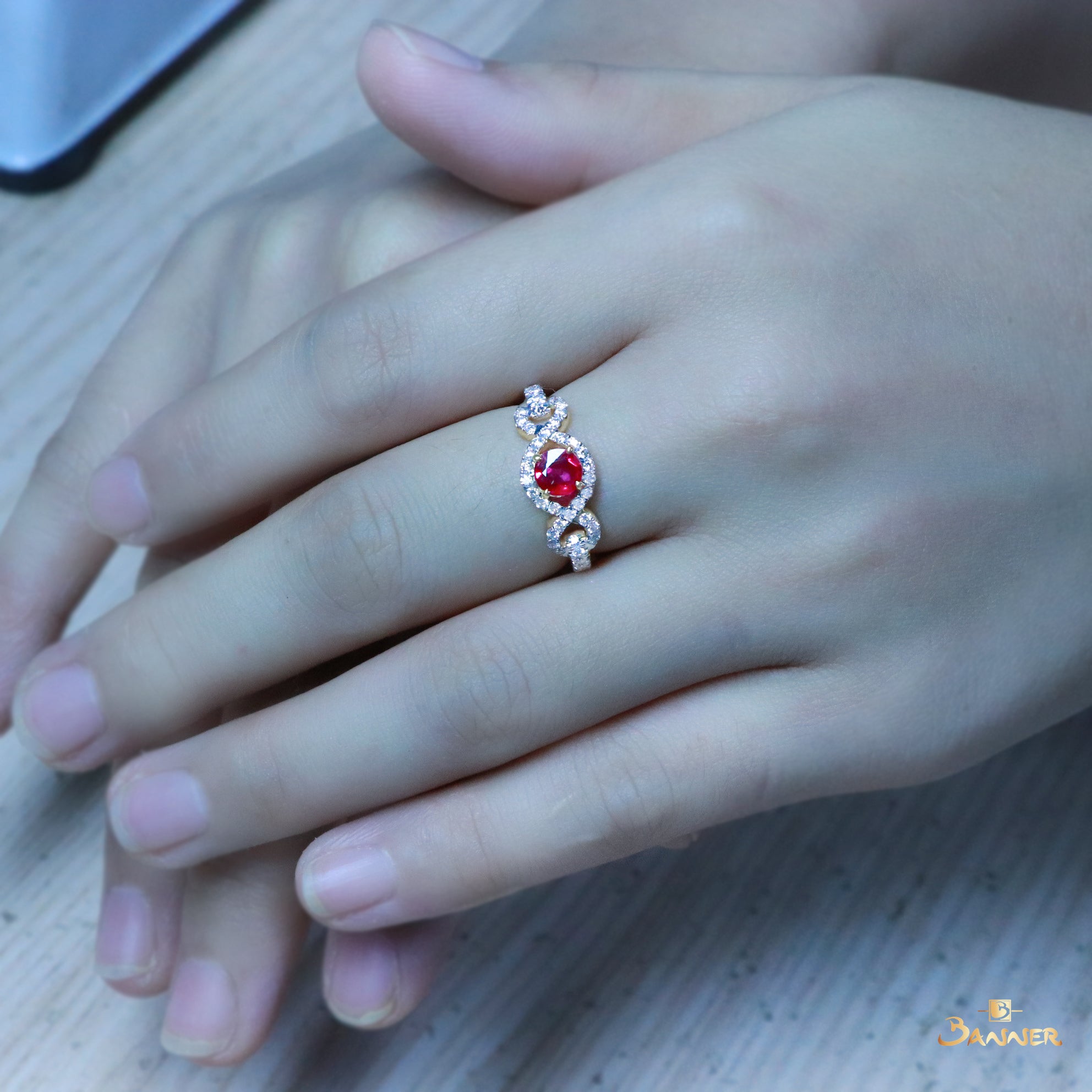 Ruby and Diamond Infinity Ring