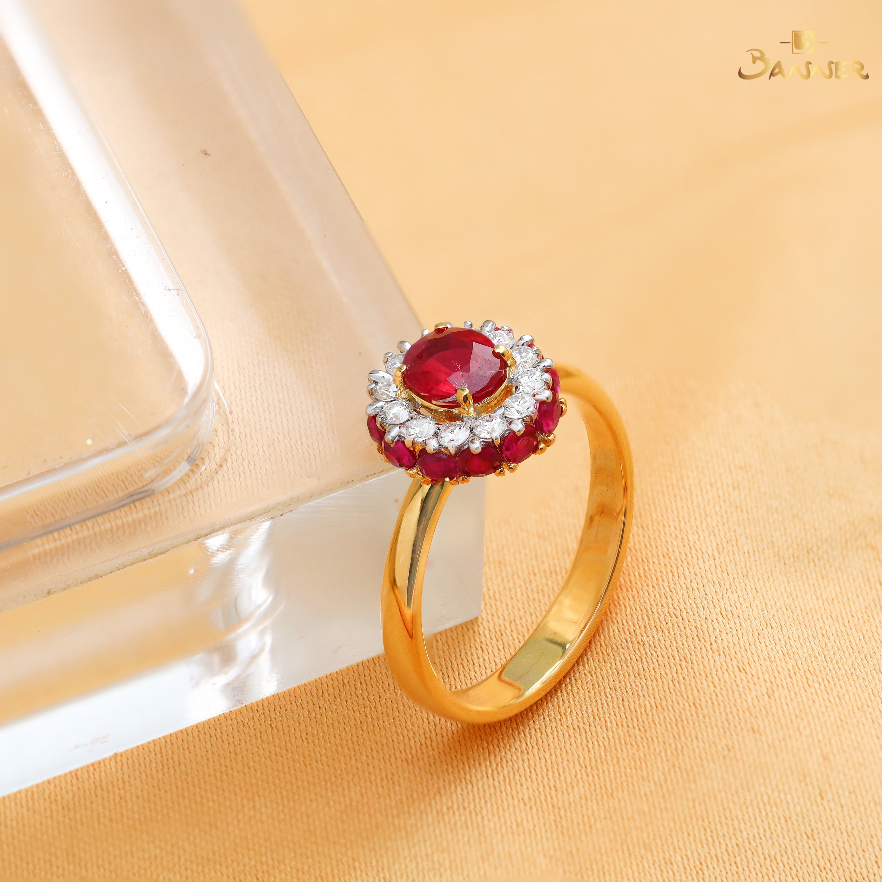 Ruby and Diamond Dahlia Ring