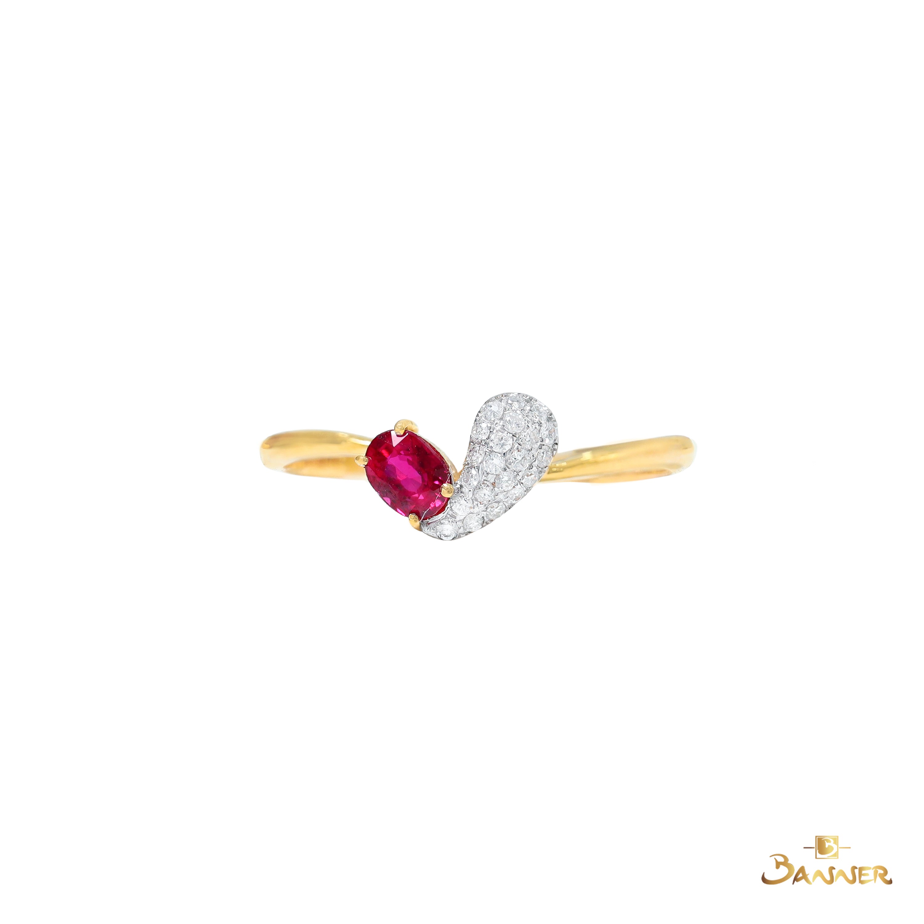 Ruby and Diamond Heart Ring