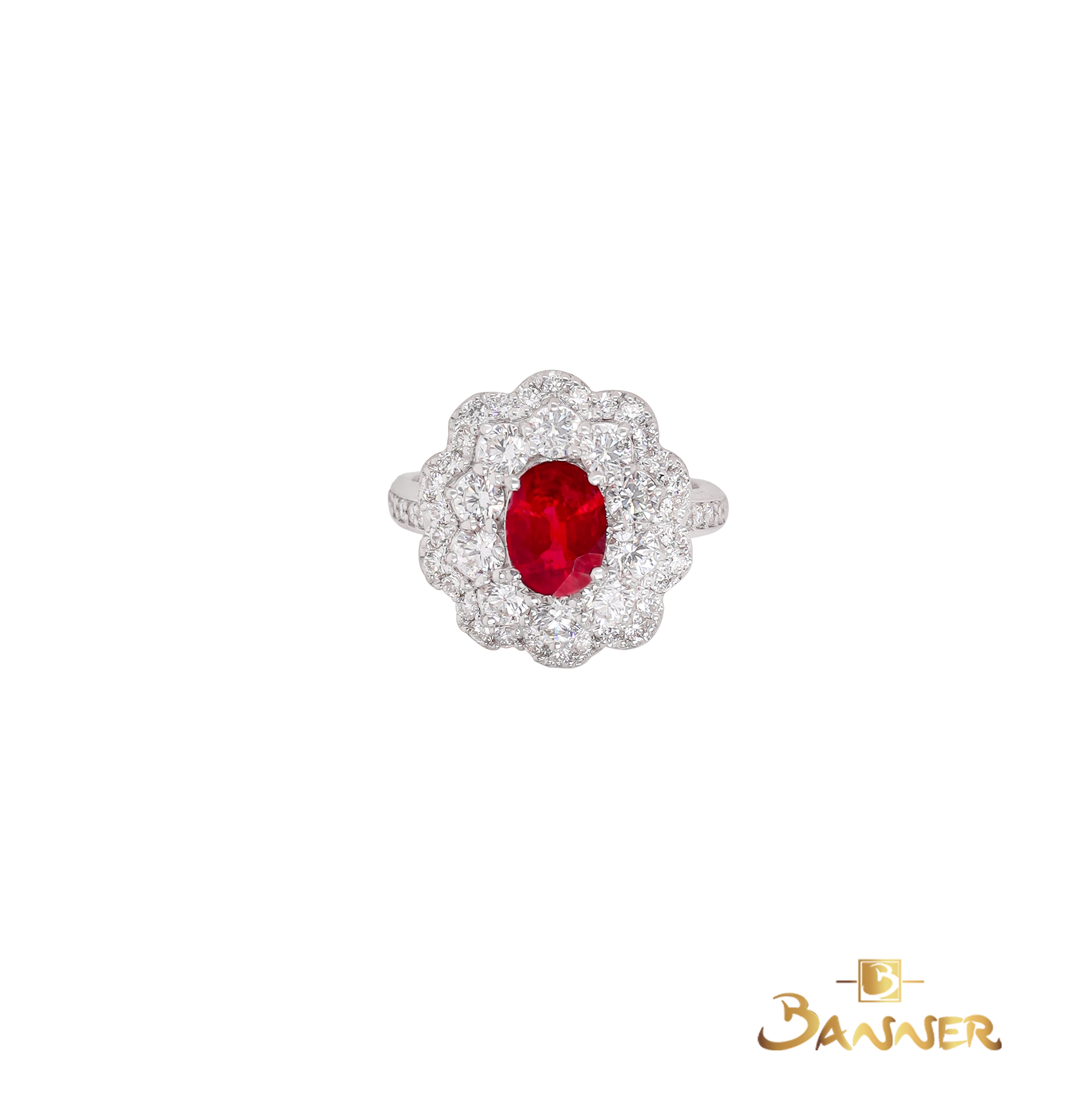 Ruby and Diamond Floral Ring