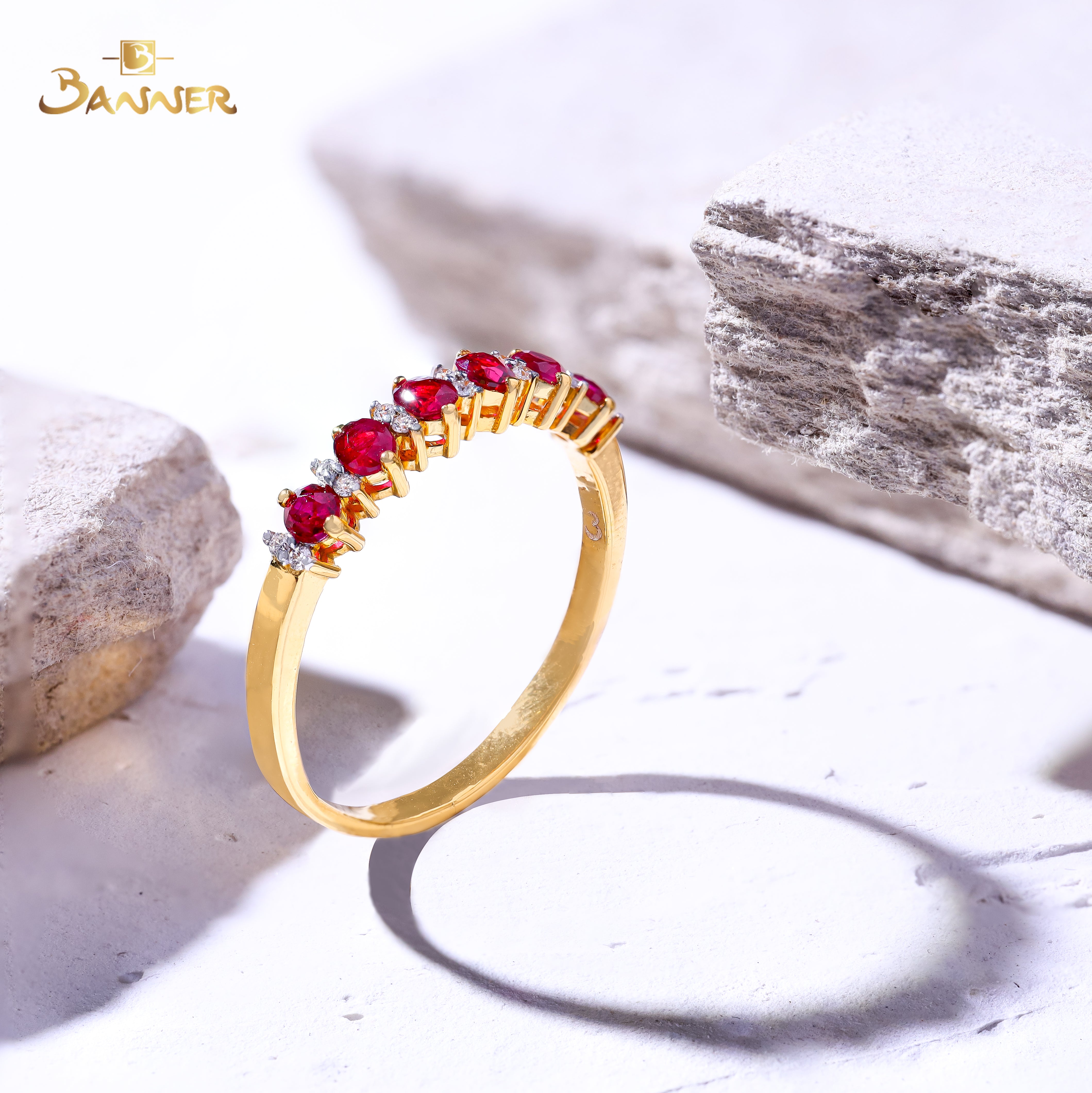 Ruby and Diamond Half Eternity Ring