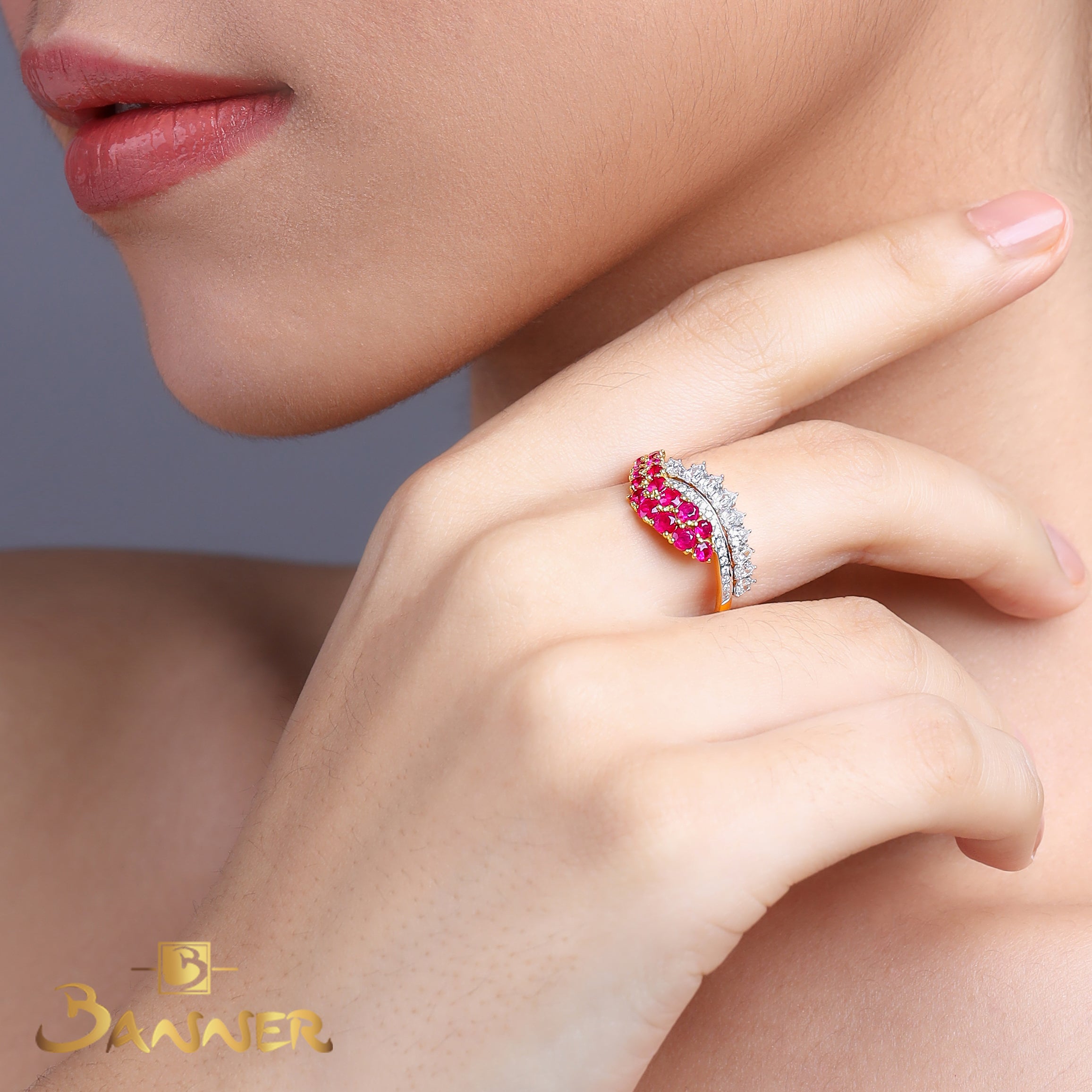 Ruby and Diamond Phoenix Ring