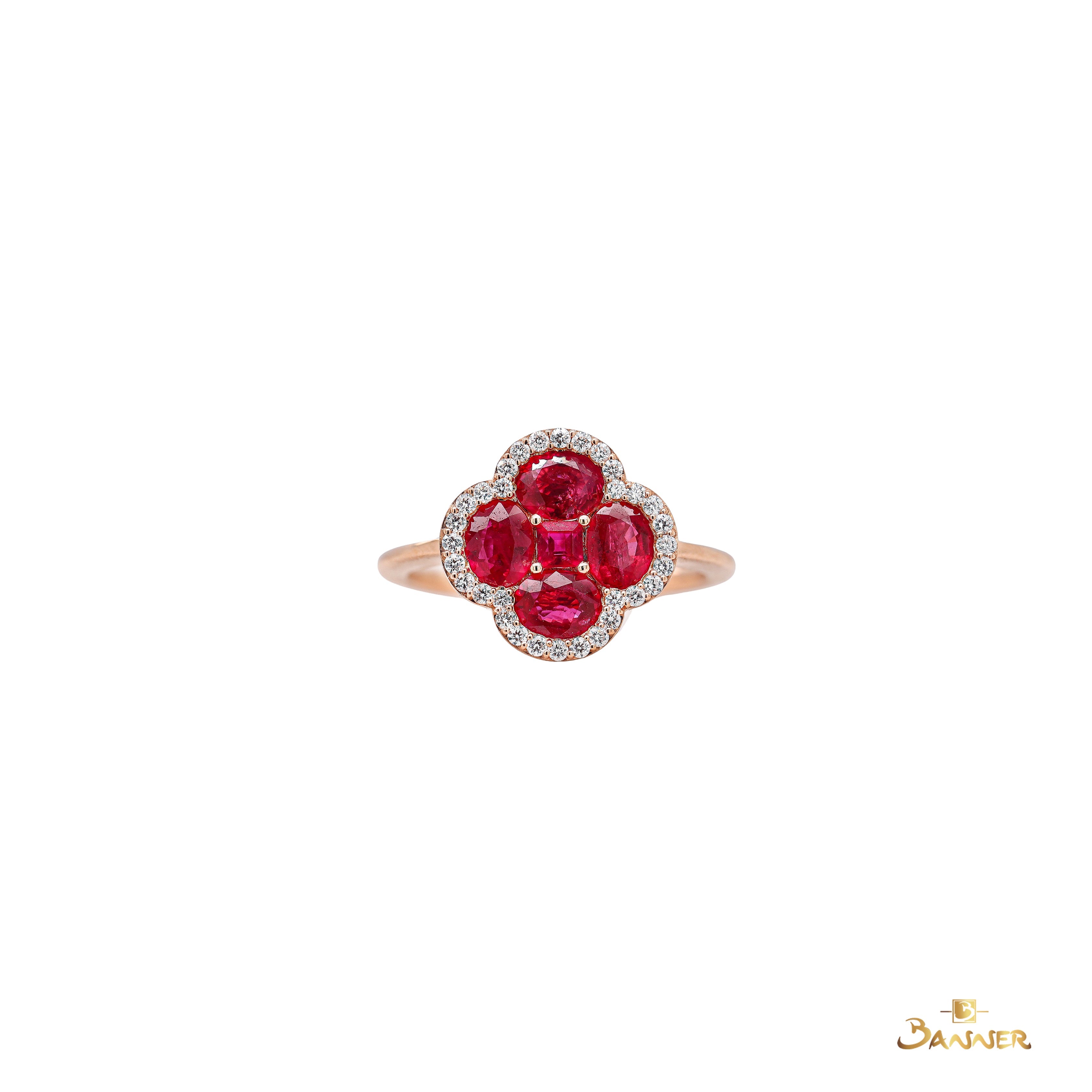 Ruby and Diamond Clover Ring