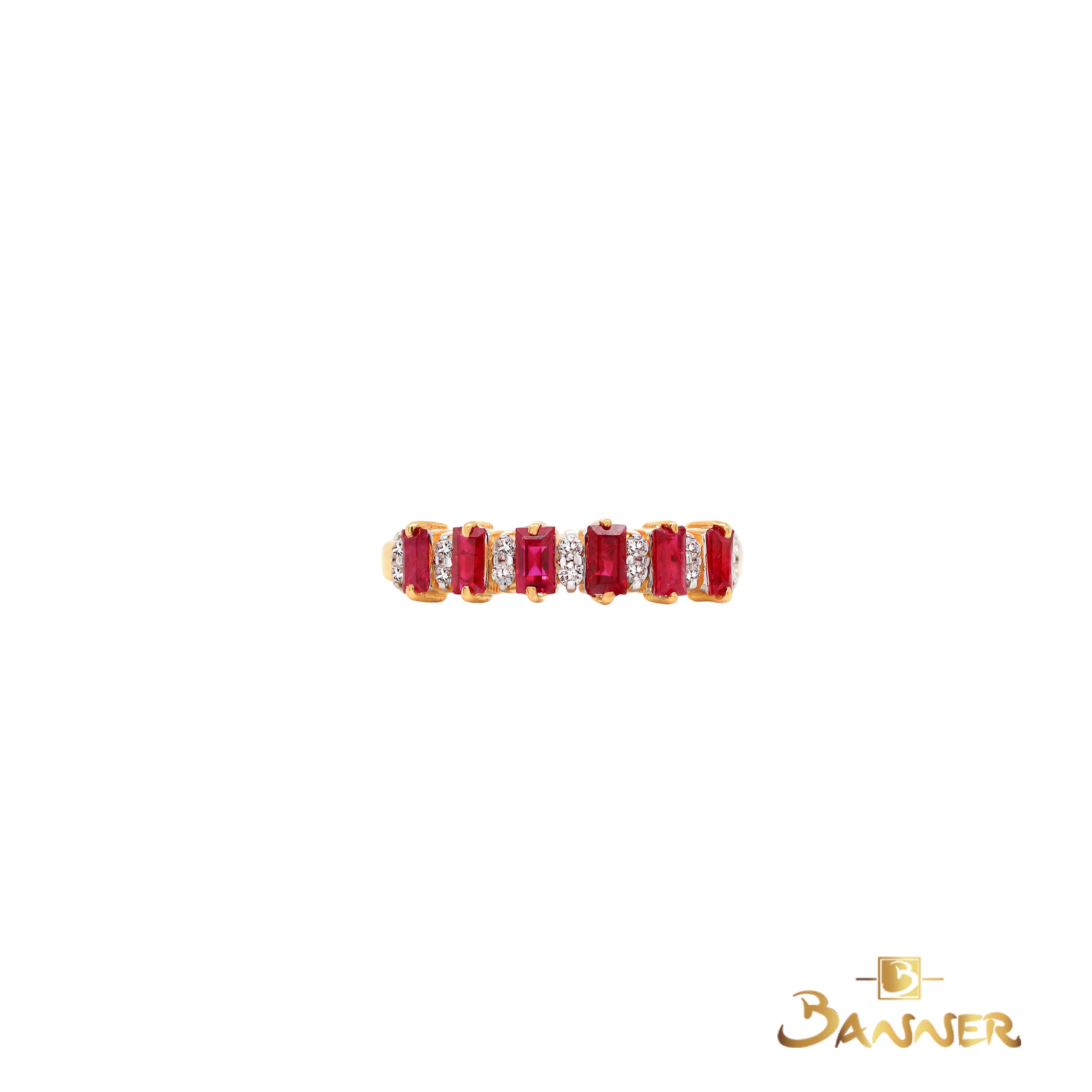 Emerald-cut Ruby and Diamond Eternity Ring