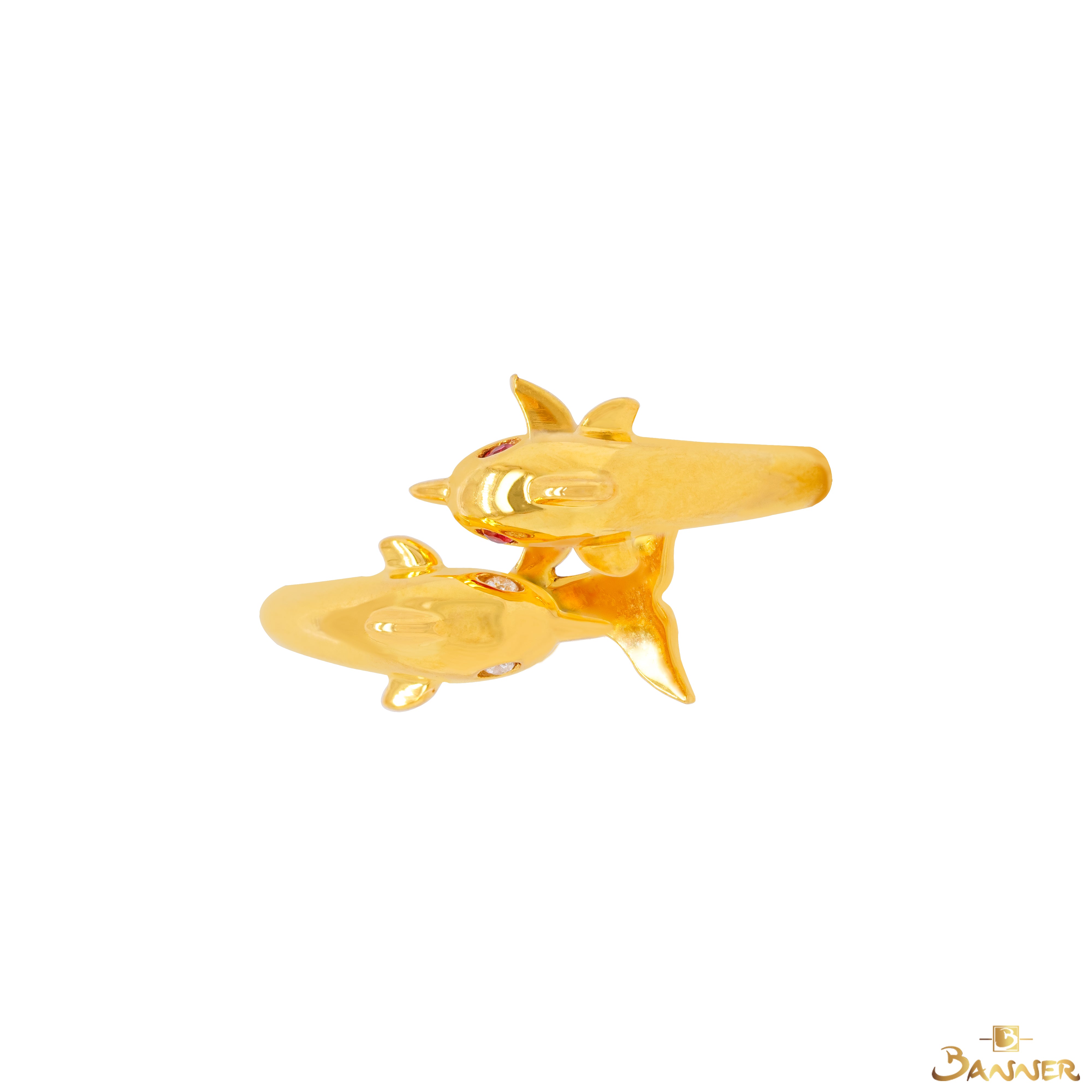 Ruby and Diamond Dolphin Ring