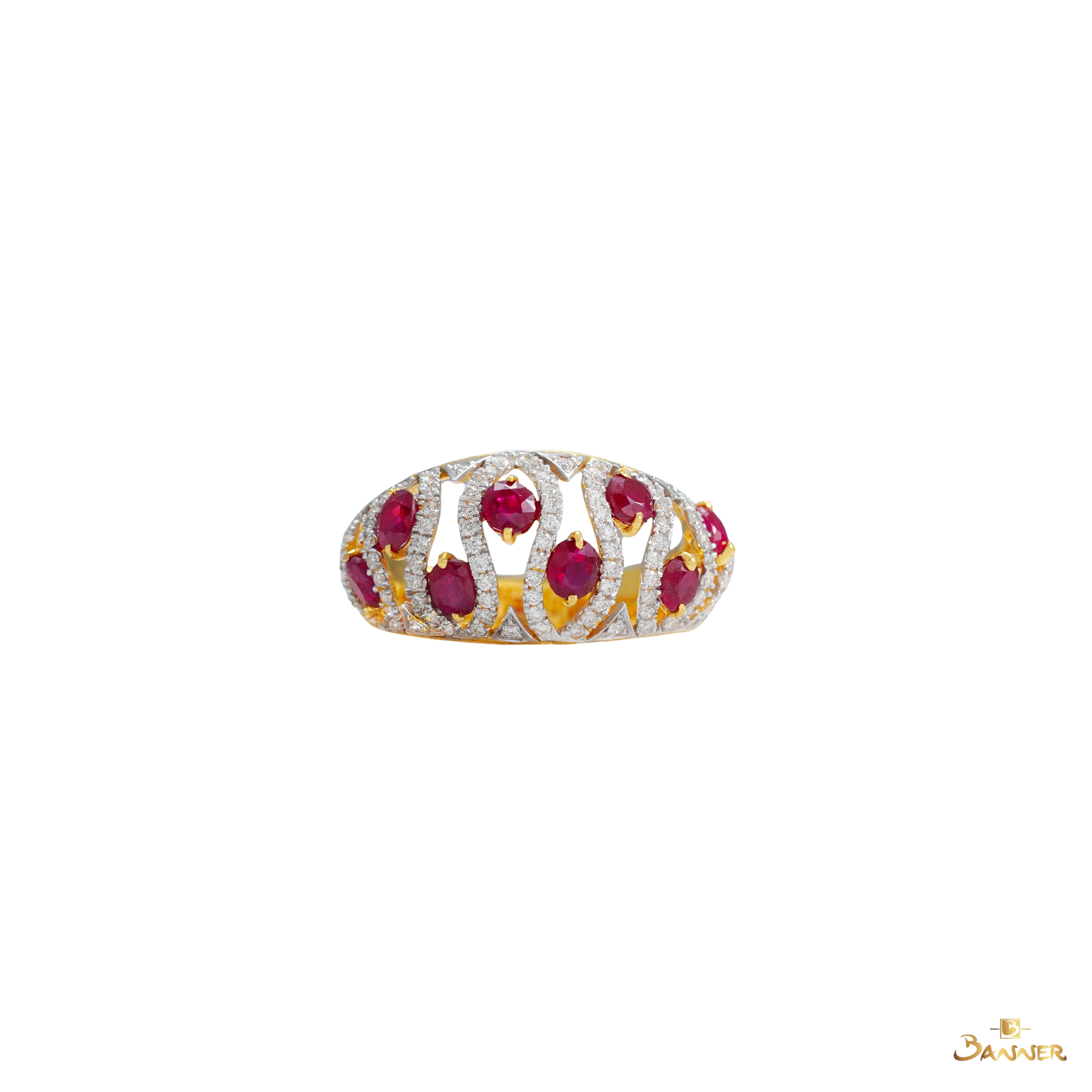 Ruby and Diamond Ripple Ring