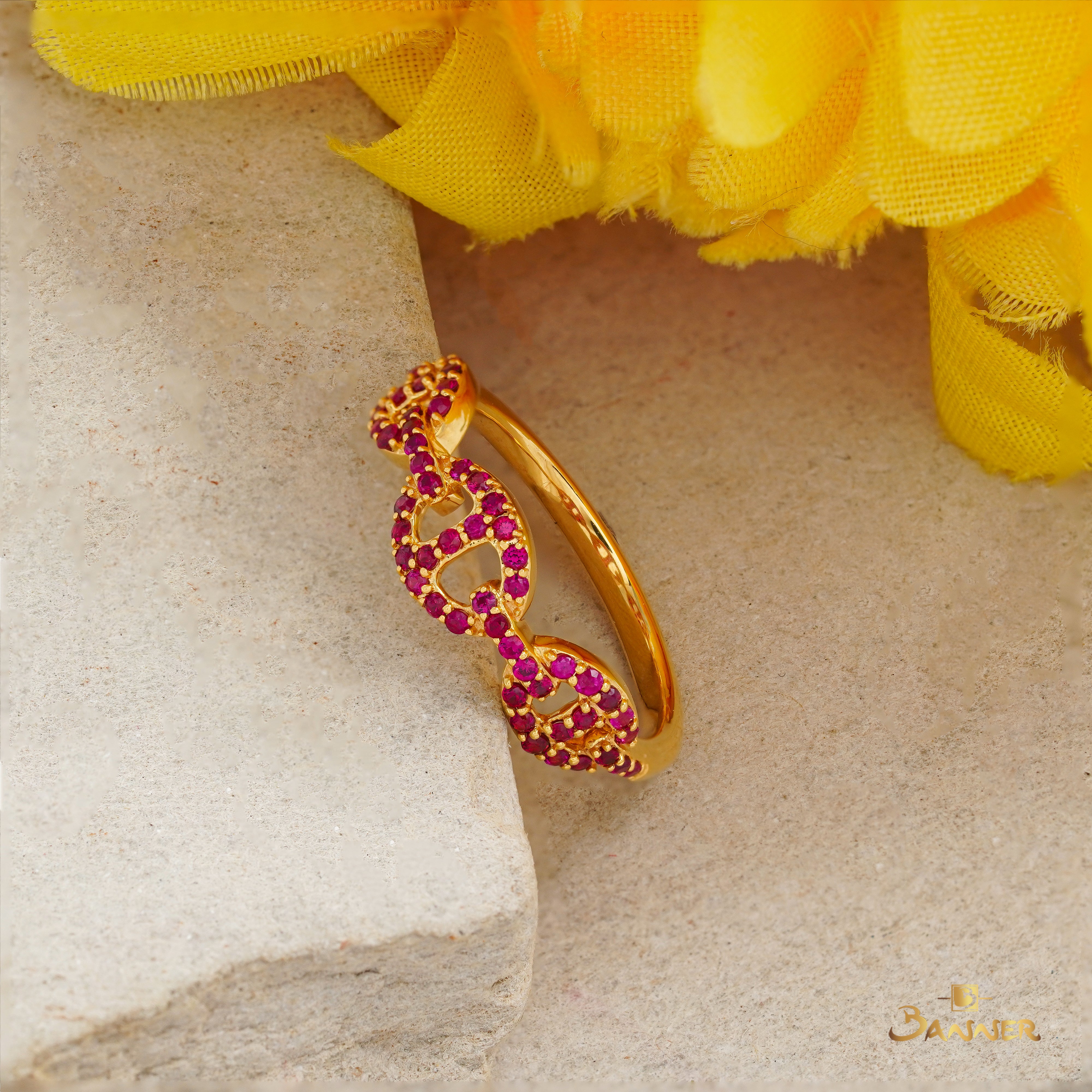 Ruby Chain-link Ring