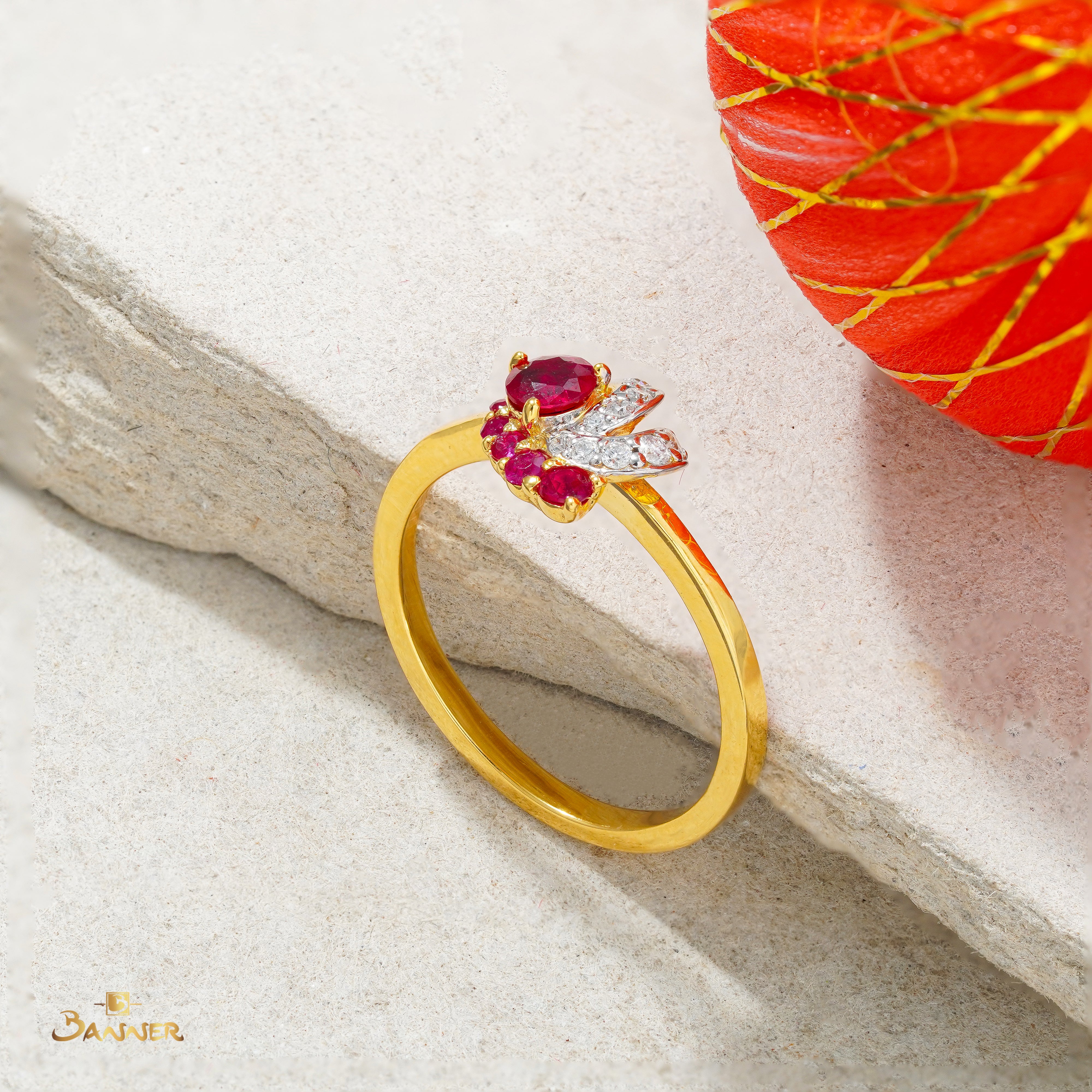 Ruby and Diamond Embrace Ring