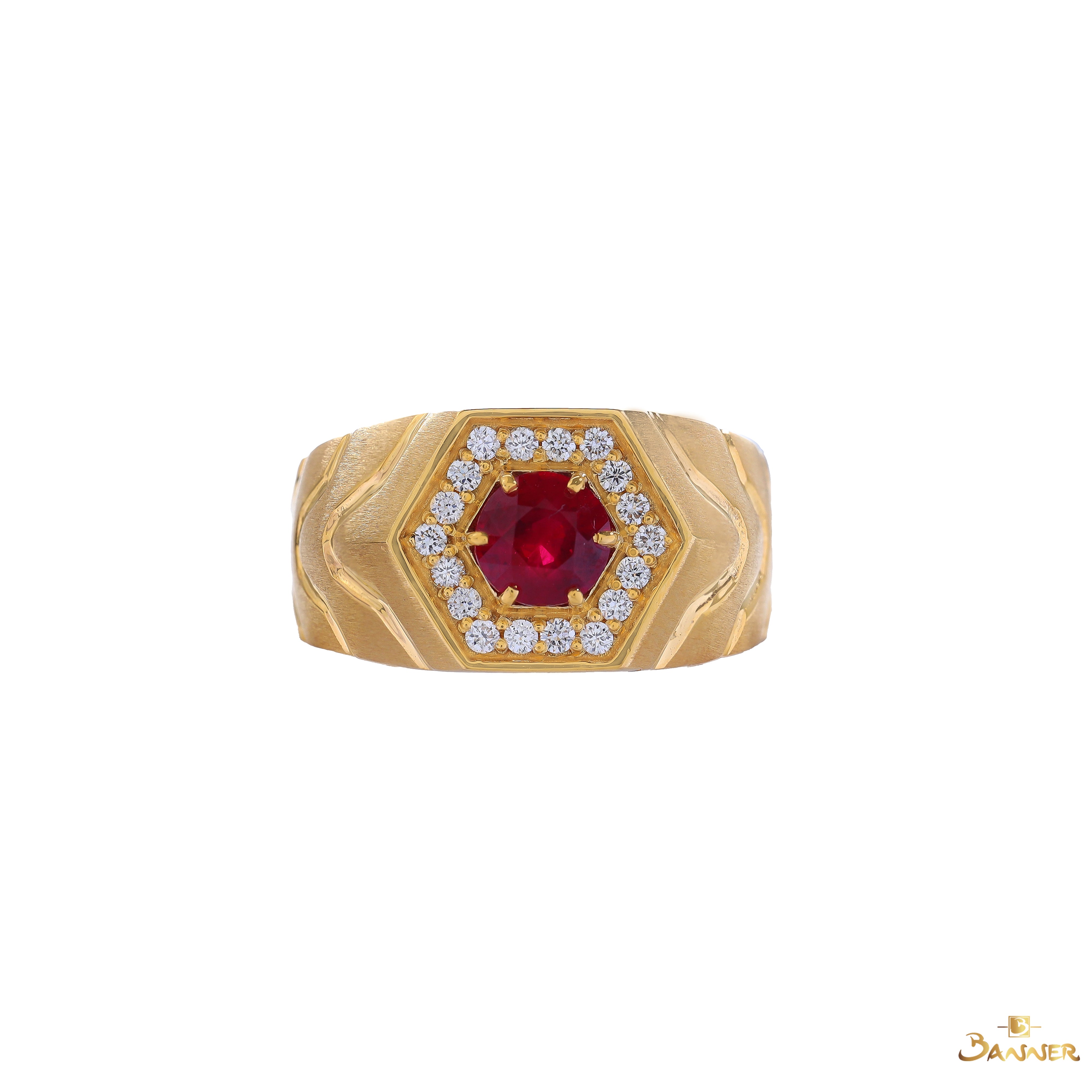 Ruby and Diamond Men Ring