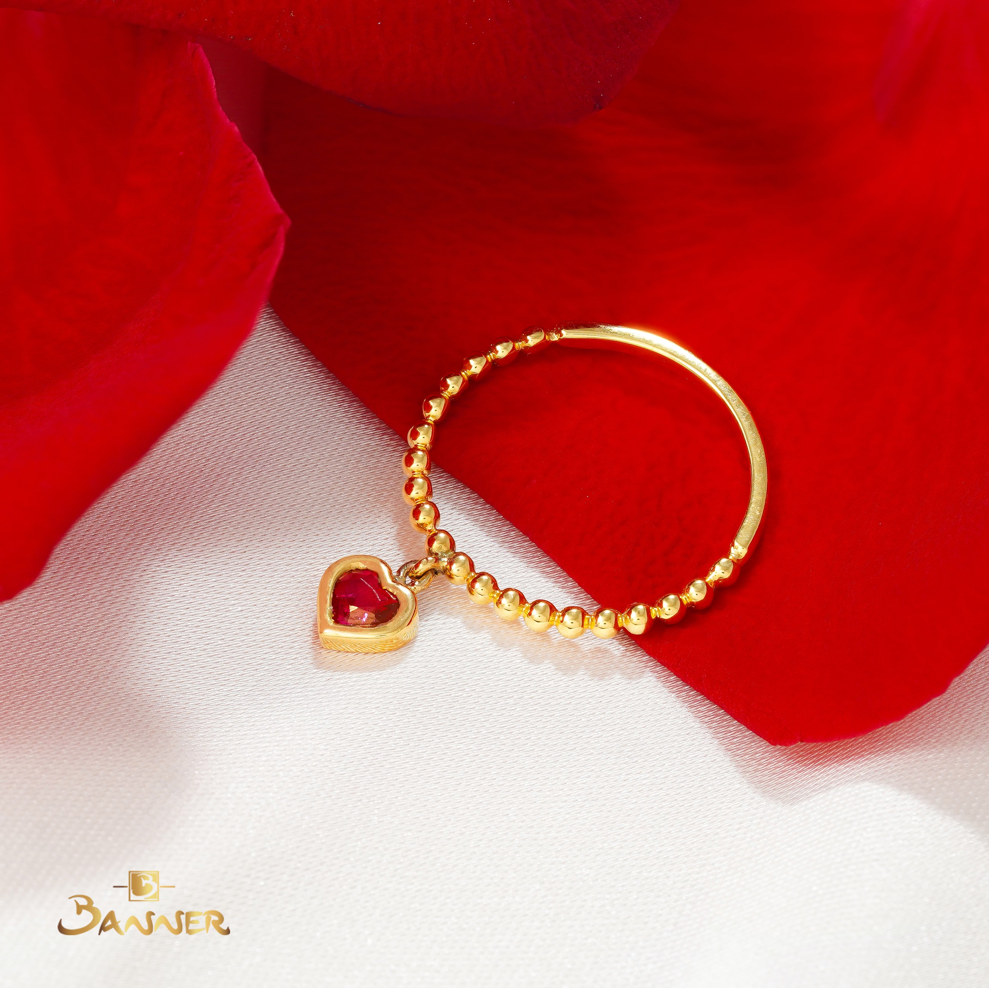 Ruby Heart Dangle Ring