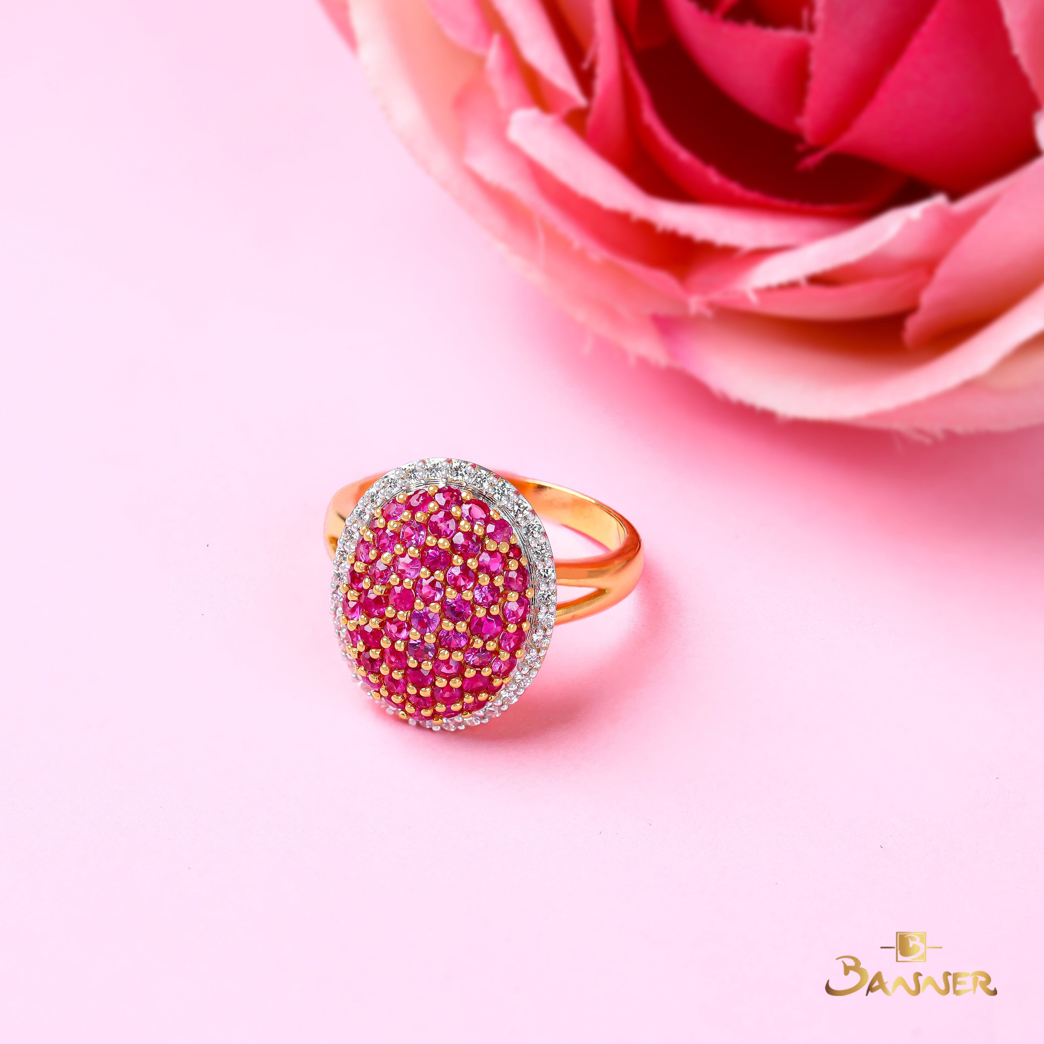 Ruby and Diamond Crimson Caviar Ring
