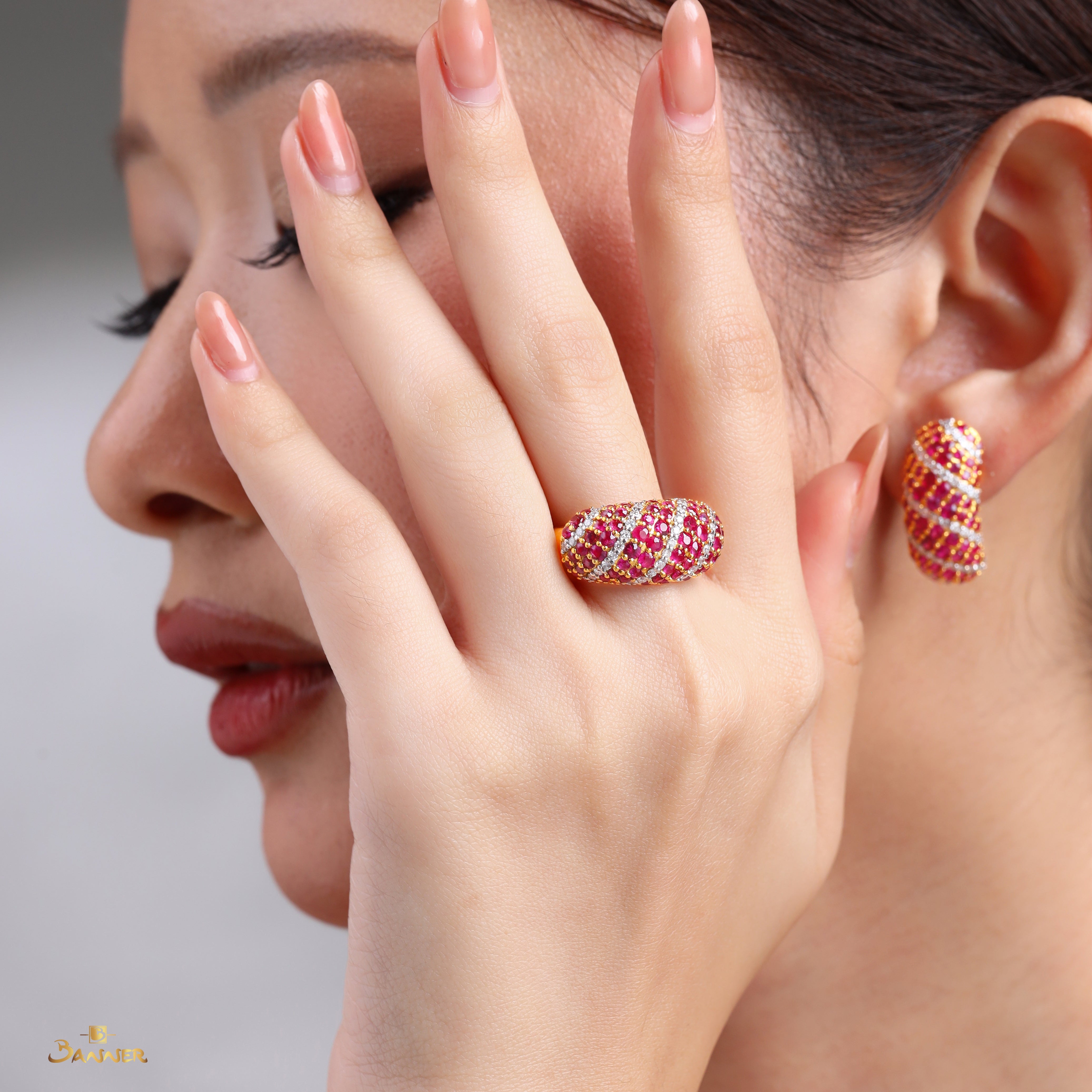 Ruby and Diamond Pave Ring
