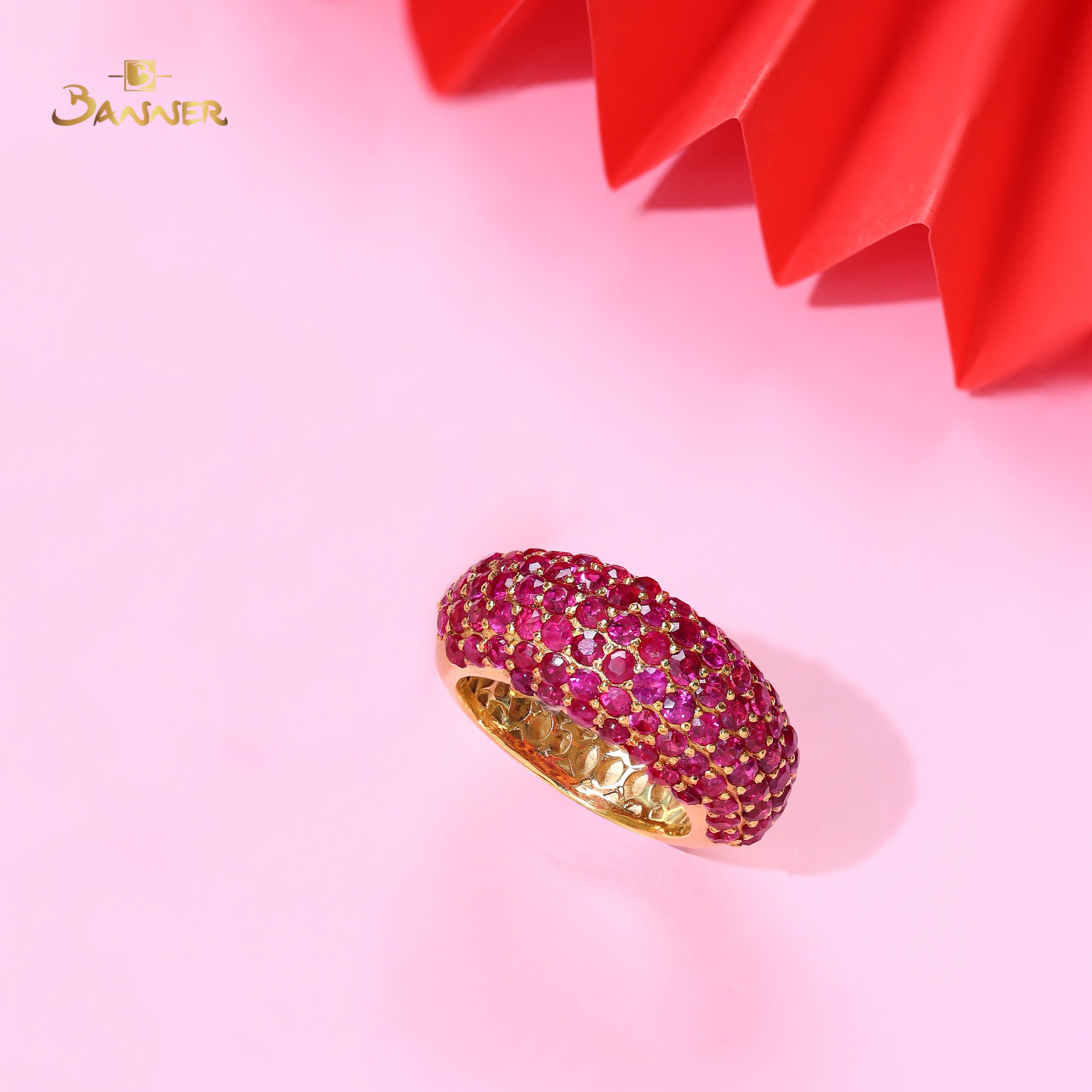 Natural Ruby Pave Ring