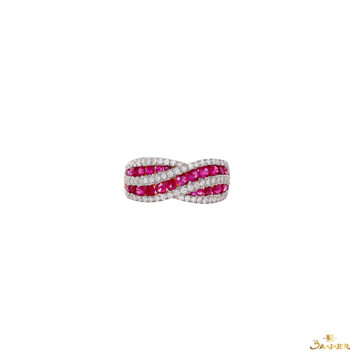 Natural Ruby and Diamond Swirl Ring
