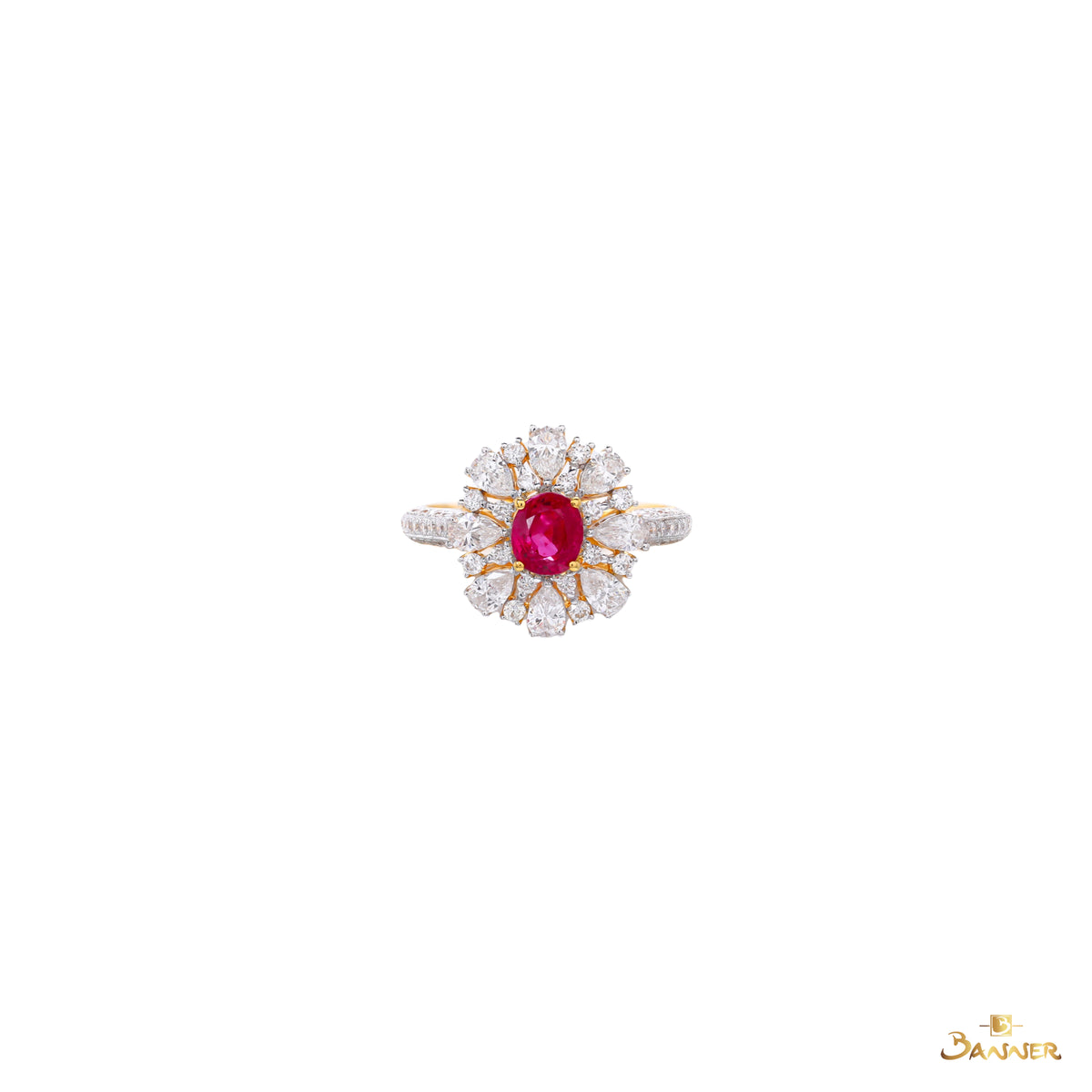 Natural Mogok Ruby and Diamond Ring