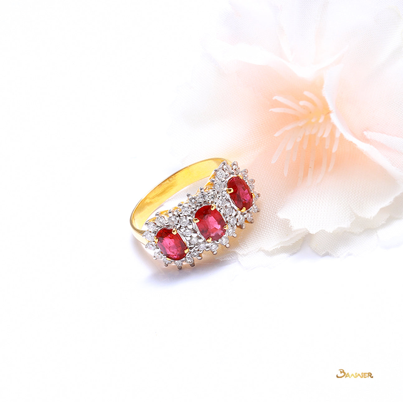 Ruby and Diamond Sunflower Ring