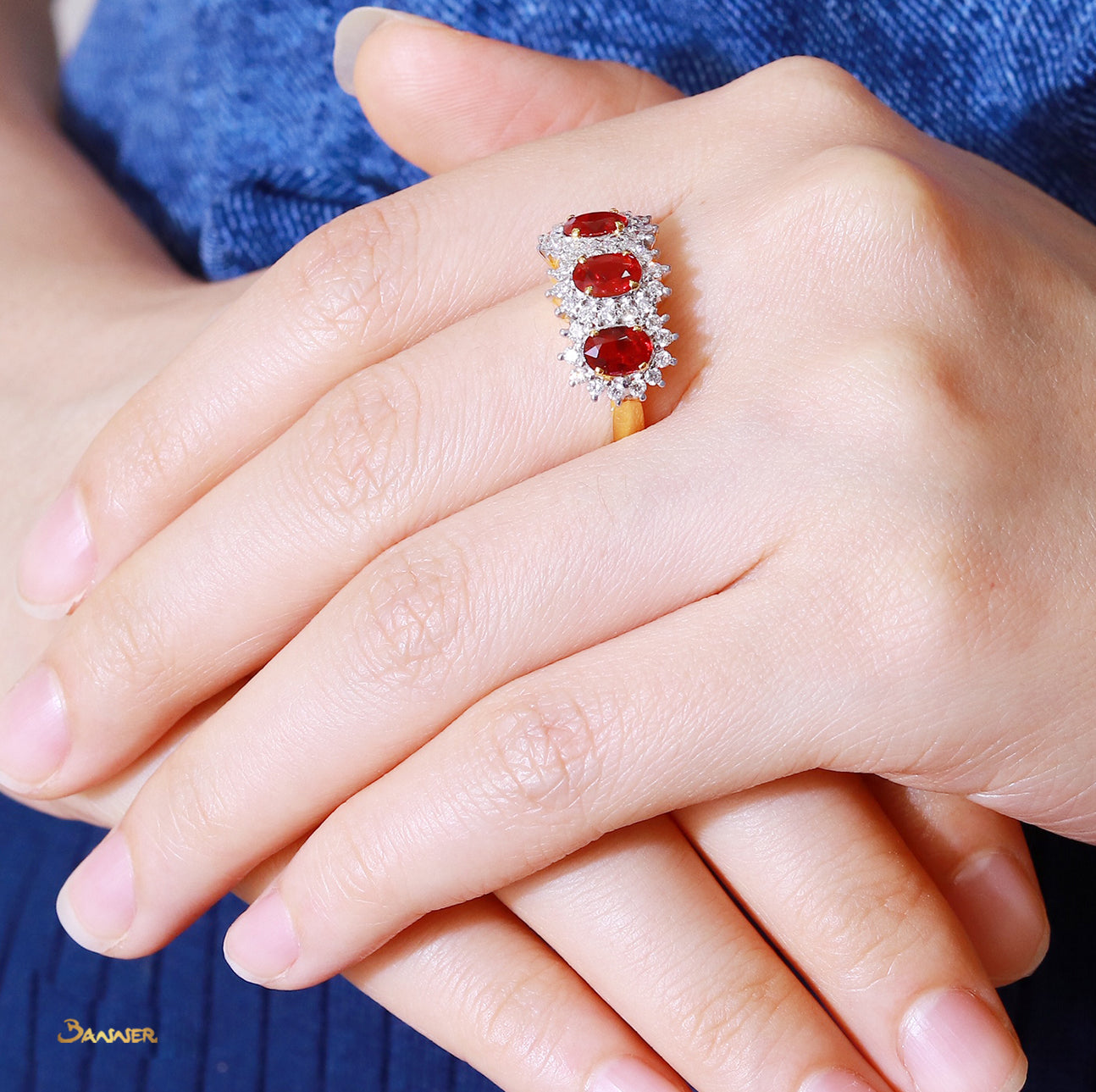 Ruby and Diamond Sunflower Ring