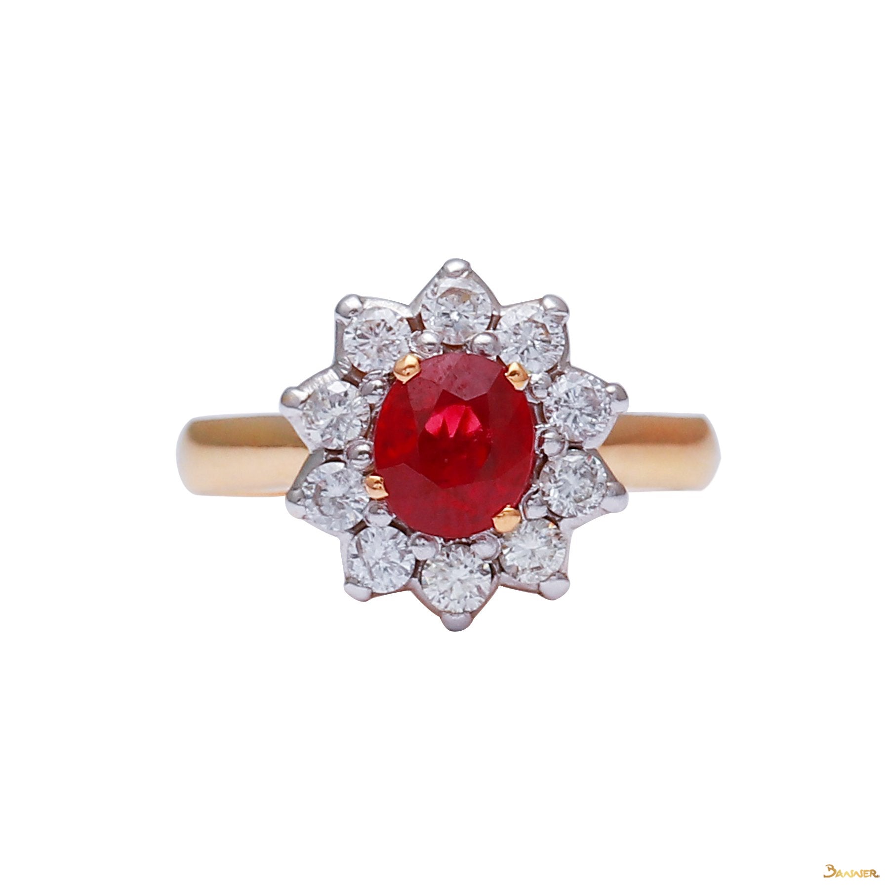 Ruby and Diamond Sunflower Ring (Ruby 1.07 ct.)