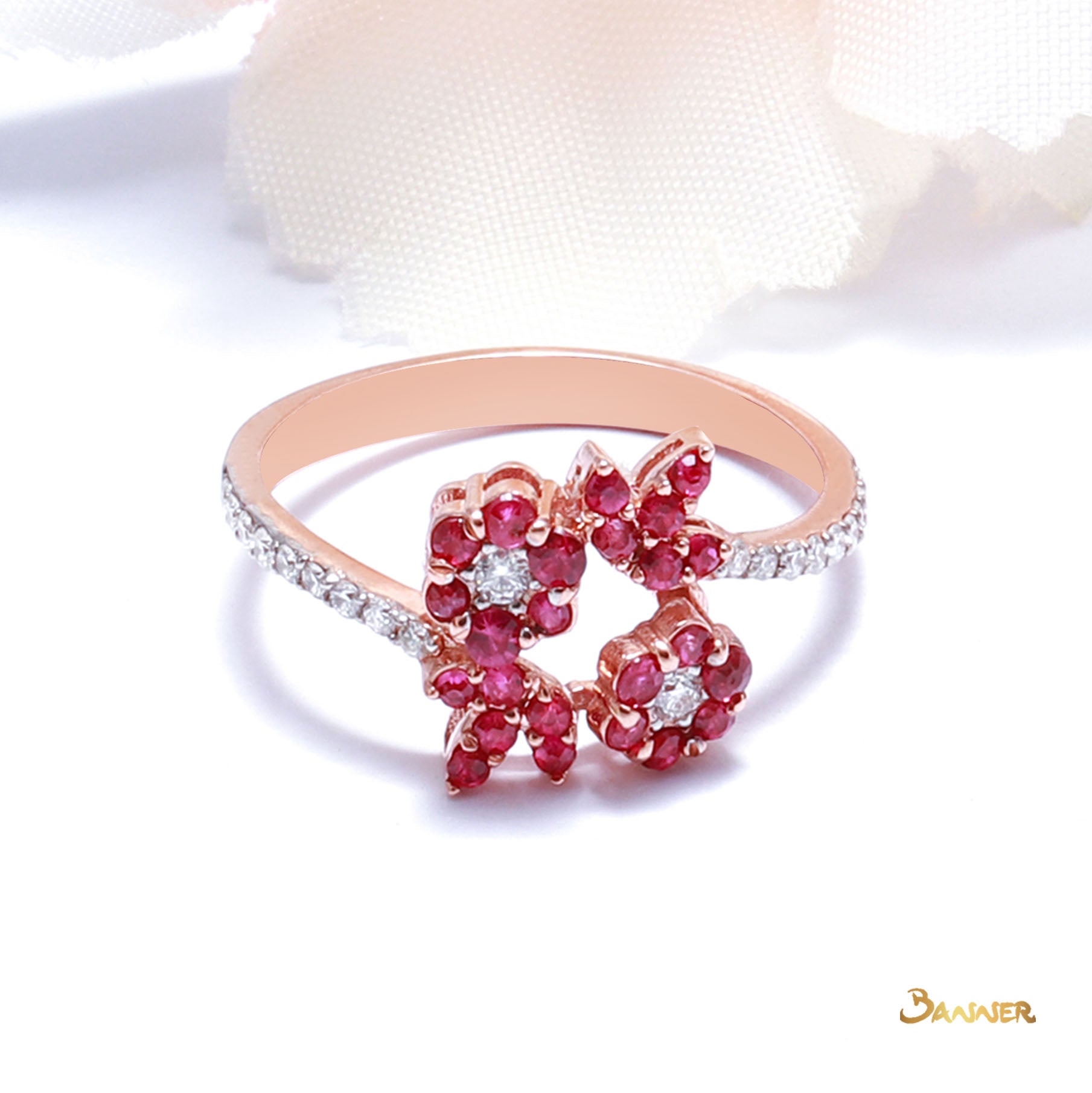 Ruby and Diamond Mesua Ferrea Ring